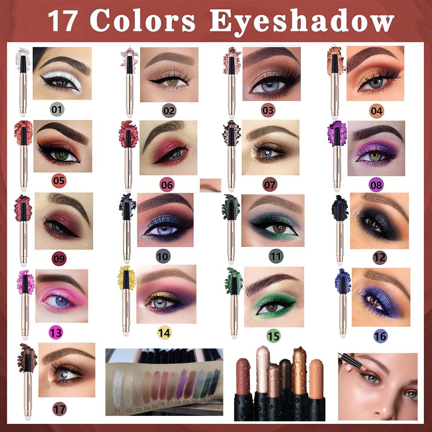 May Foltran Sand Shimmer #02 Cream Eyeshadow Pencil, Nude Pink Sparkle, Hypoallergenic Waterproof Long Lasting Eye Shadow Stick, Multi-Dimensional High Pigment Eye Highlighter Pen