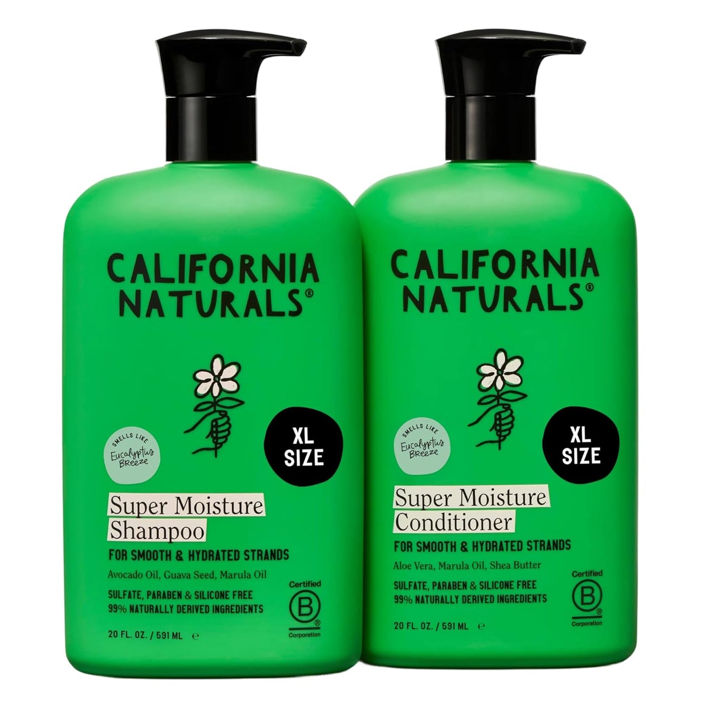 California Naturals Super Moisture Fig Shampoo & Conditioner Set - Natural, Vegan, Color Safe | 20 oz for Damaged Hair
