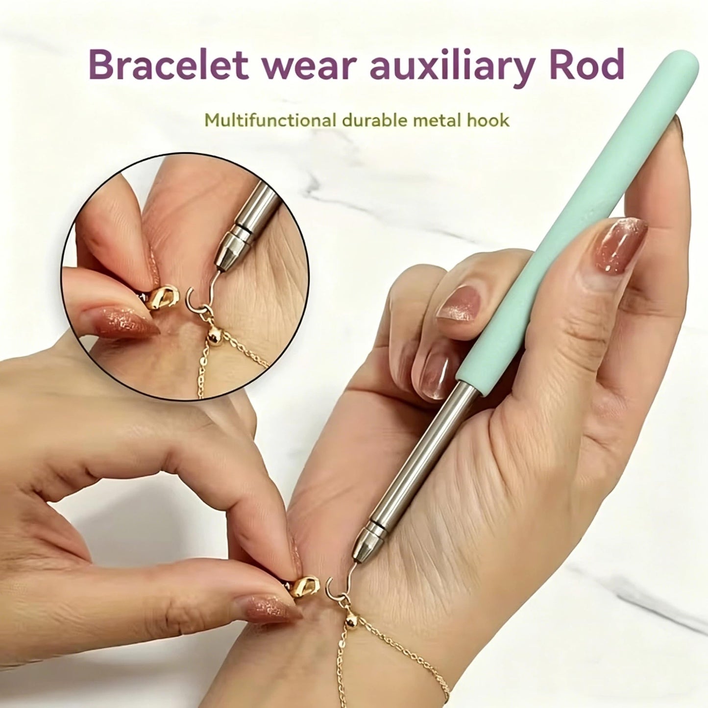 Bracelet Clasp Helper Tool Jewelry Fastener Aid Easy One Hand Bracelet Wearing Tool for Women Wrist Jewelry Daily Use(Green)