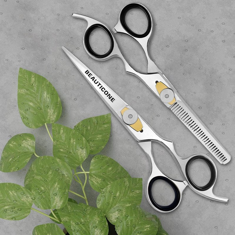 Hair Cutting & Thinning Scissors Set, Professional 6.5" Barber Shears for Haircut Men/Women, Beard & Mustache Trimming Stainless Steel Hairdressing Scissors, Adjustable Screw