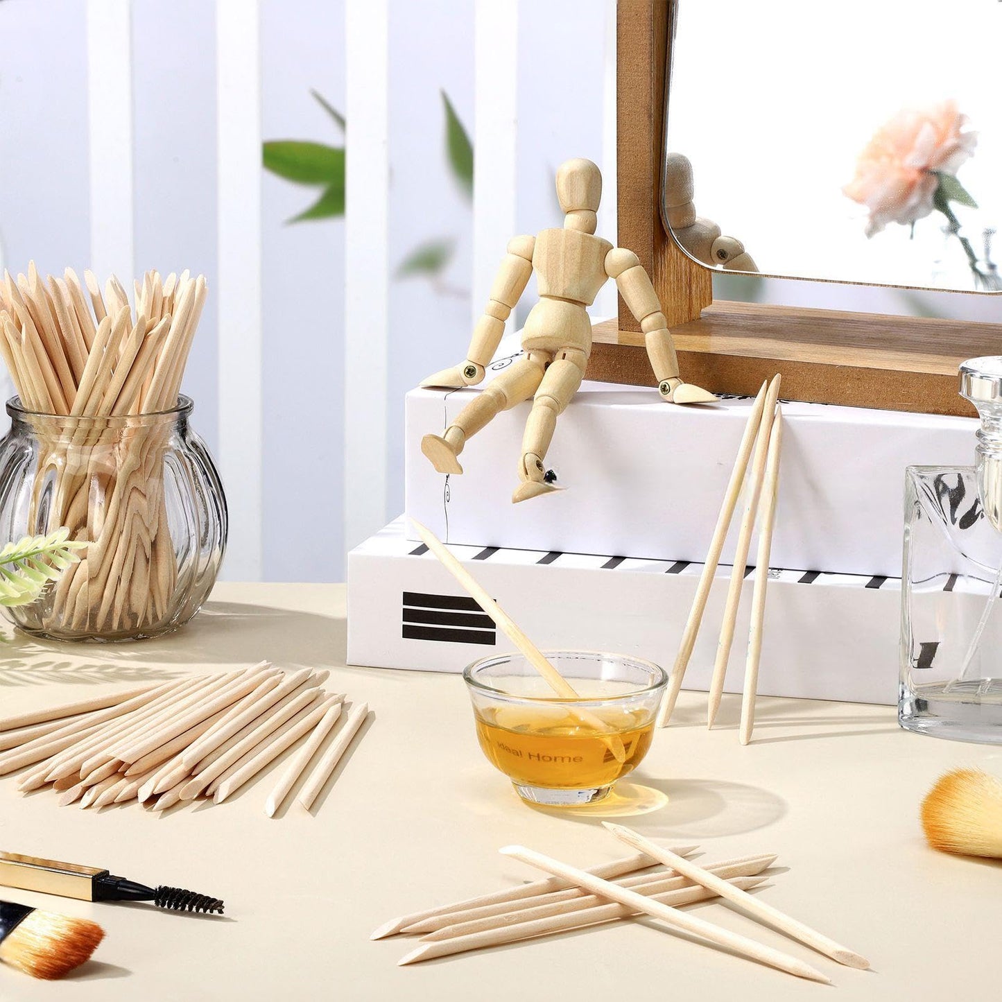 Demissle Hair Removal Waxing Sticks, 800 Pack Wooden Wax Applicator Sticks for Eyebrow, Lip, Nose, Facial Hair Waxing, Smooth Skin Use, Includes 8 Bags of 100 Pieces Each