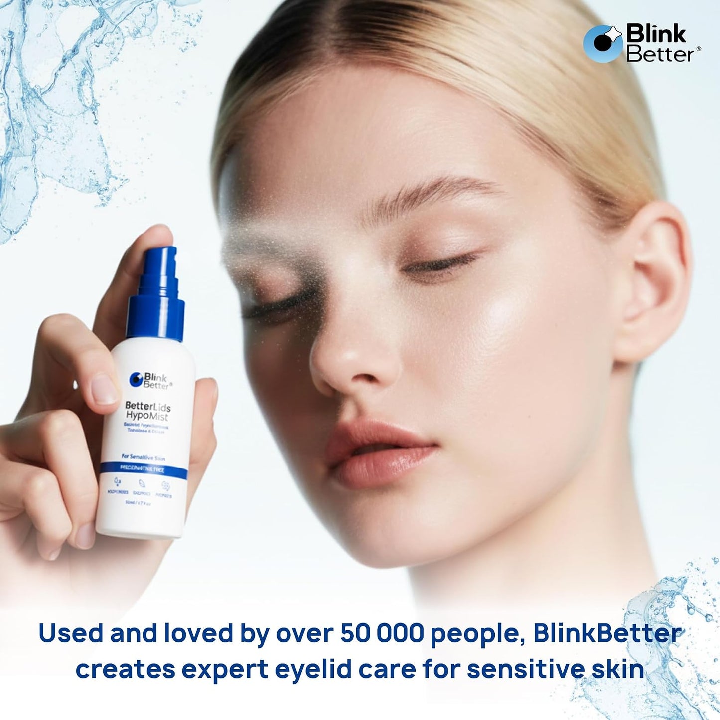 BetterLids Eyelid Spray - Boosted Hypochlorous Acid Mist for Blepharitis | Gentle Non-Sting Cleanser, 50 ml
