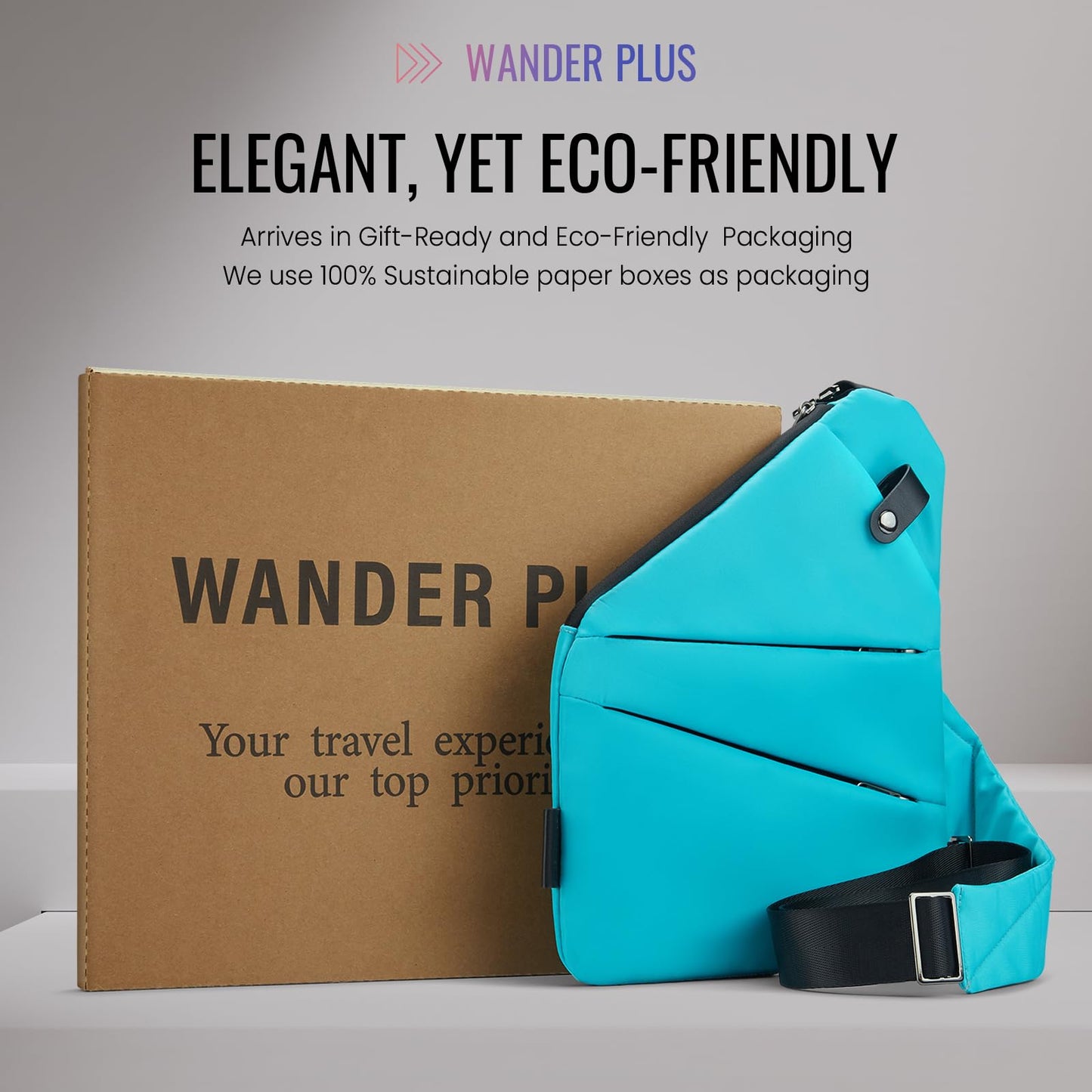 WANDER PLUS® Anti Theft Crossbody Travel Bag for Women Men, Multi-Pocket Crossbody Bag, Slim Sling Bag