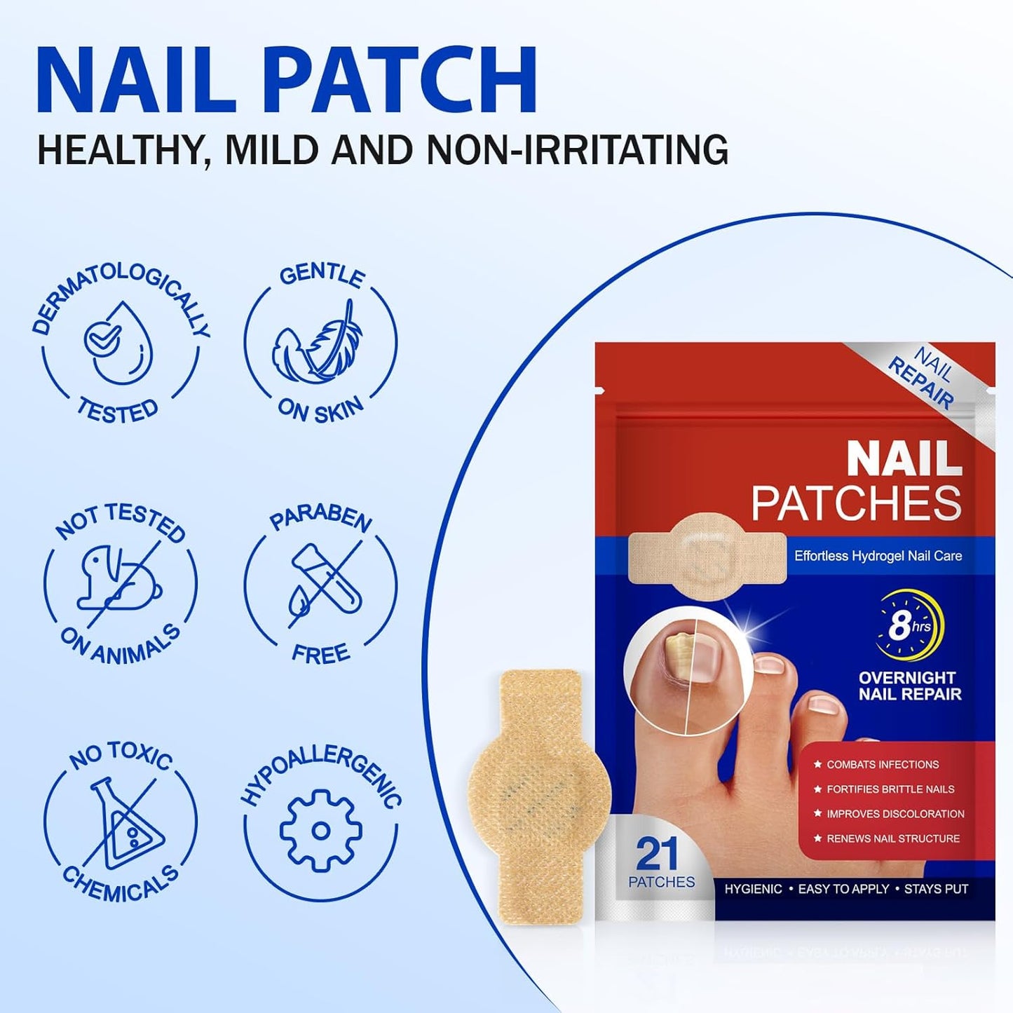 Fungal Nail Patches - Extra Strength Toenail Treatment for Damaged Nails | 21 Pcs