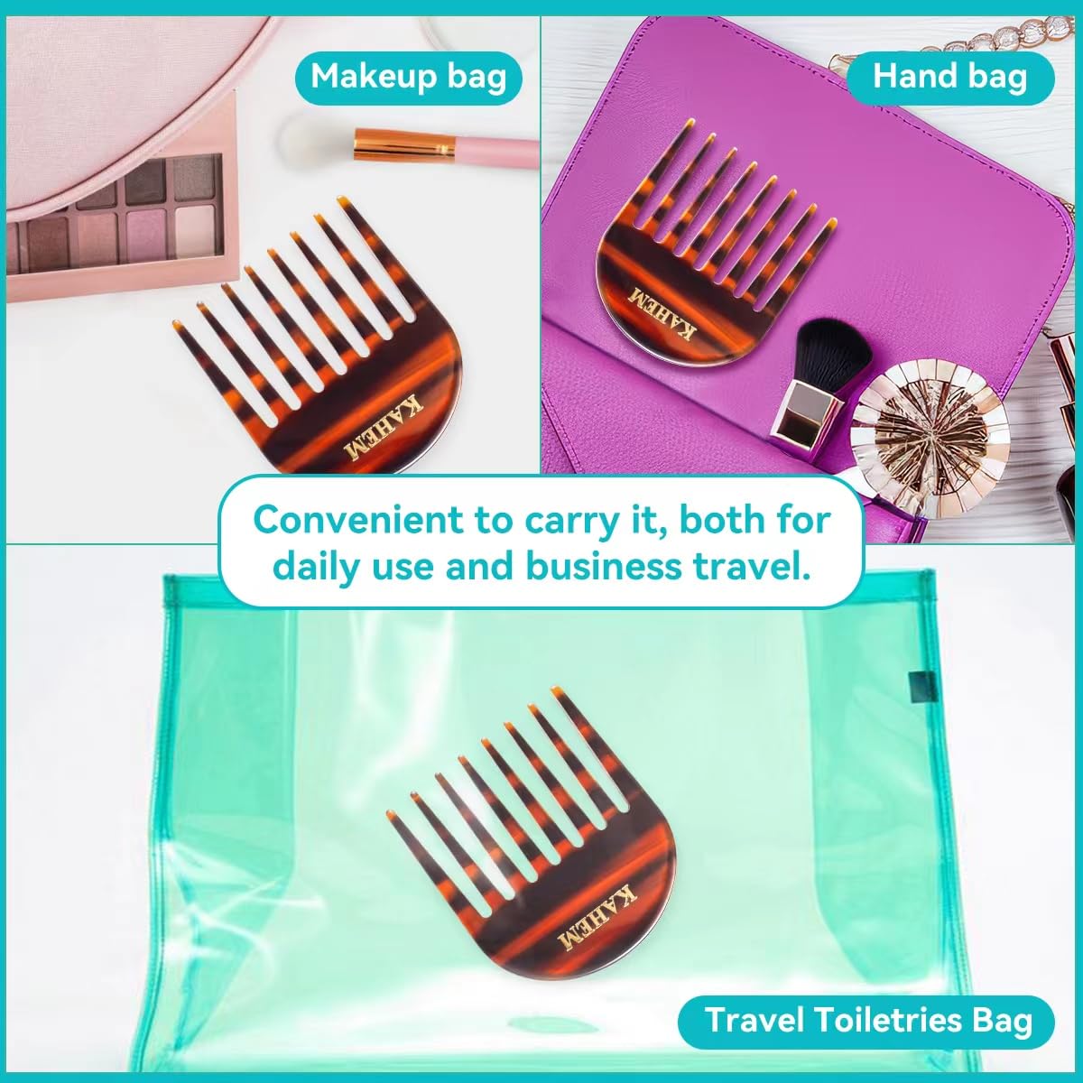 Handmade Wide Tooth Comb for Curly Hair - Daily Detangler for Long & Short Hair | Pocket Size, 3.14 Inch