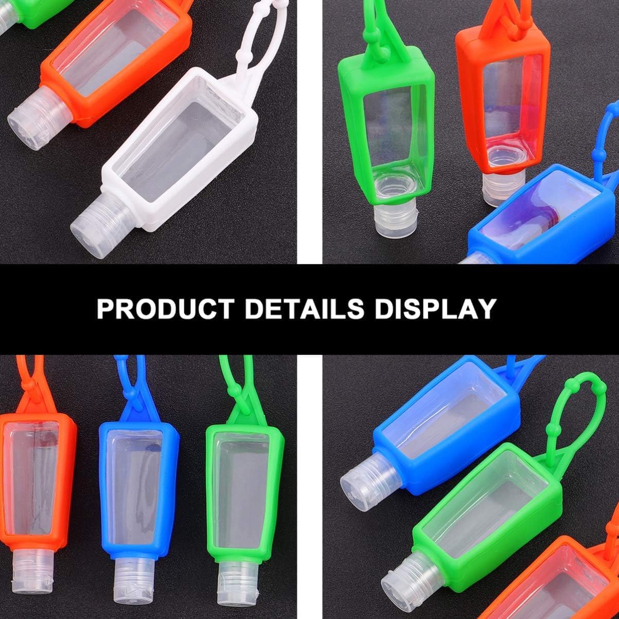Travel Squeeze Bottles - 2pcs Leakproof Silicone Sleeve Containers for Hand Sanitizer | Refillable Clear Plastic, Keychain Design