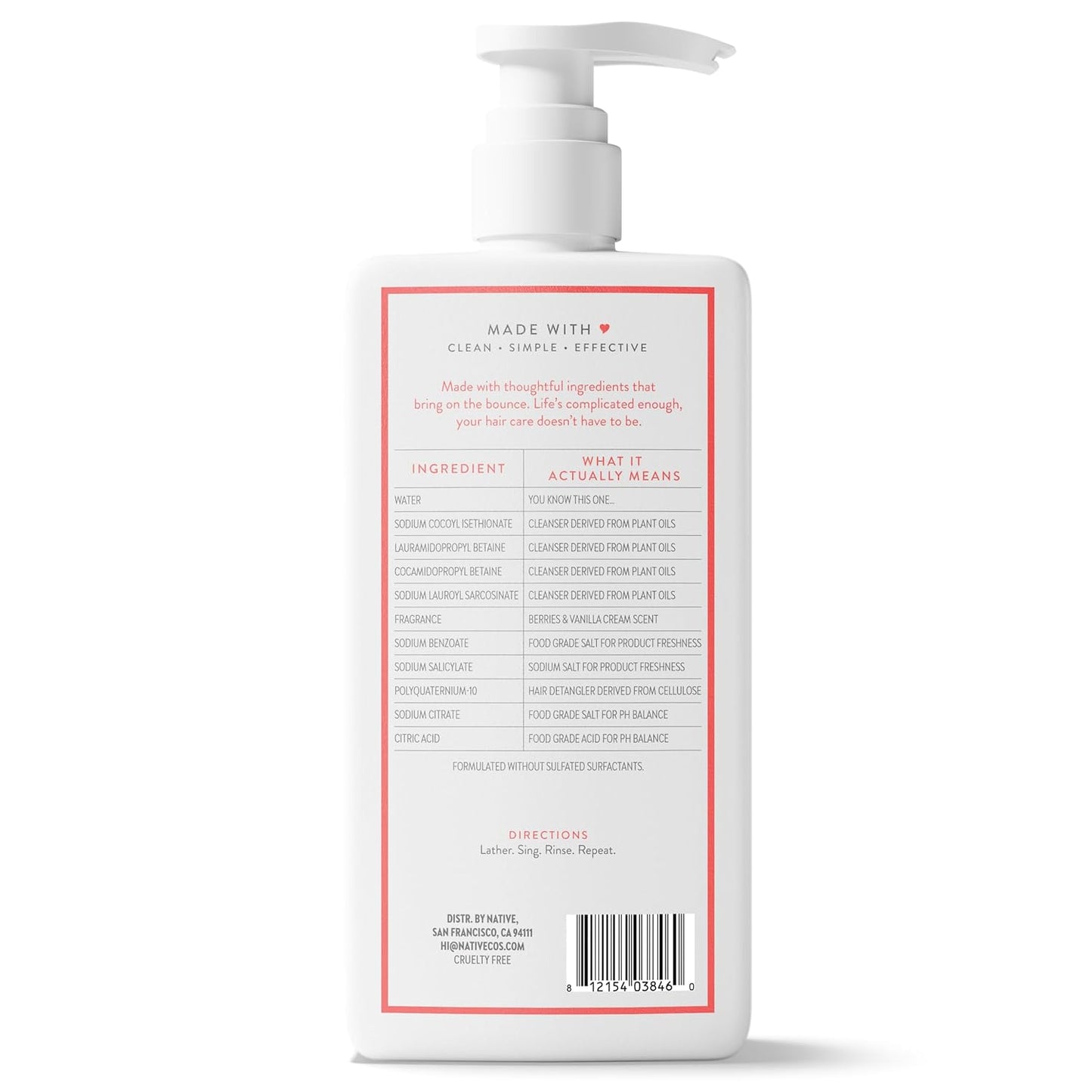 Native Volumizing Shampoo - Berries & Vanilla Cream | 16.5 fl Oz for Full-Bodied Hair