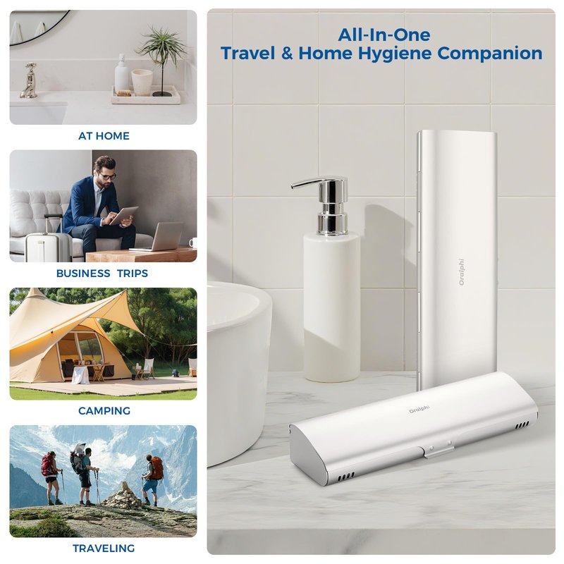 Oralphi Aluminum Electric Toothbrush Travel Case, 2 in 1 Travel Toothbrush Holder for Oral B/Oral-B Pro 1000 1500 5000 7000 and Most Electric Toothbrush for Traveling, Removable Silicone Liner-Silver