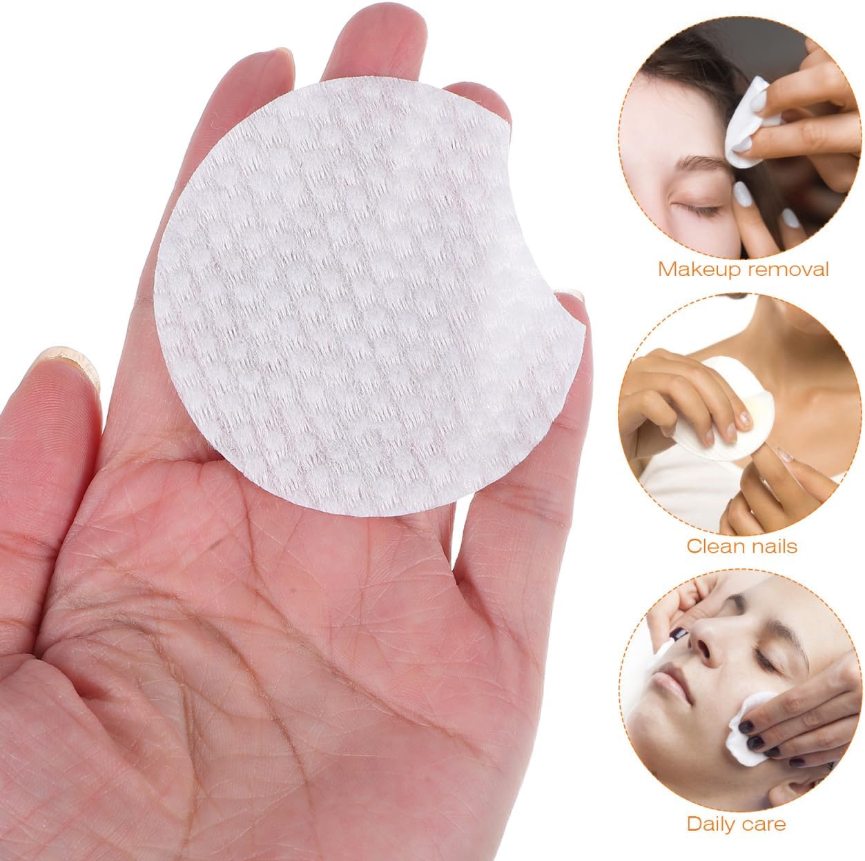 Cotton Rounds 600 Pcs - Non-Woven Makeup Remover Pads | Daily Facial Cleansing Wipes for Deep Skin Cleaning