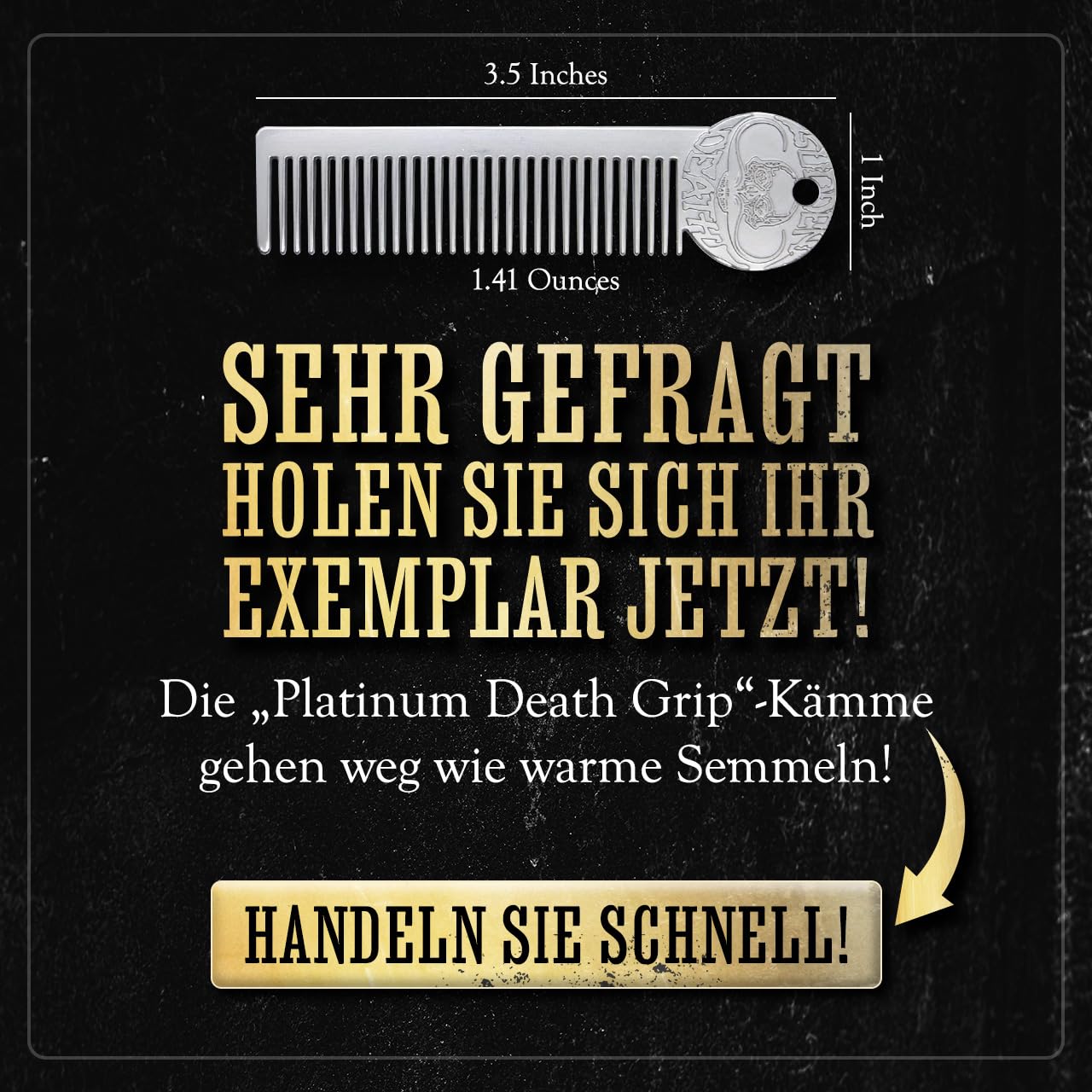 Metal Mustache & Beard Comb – Dual-Sided Pocket Comb for Men, Fine & Wide Teeth for Precise Styling – Durable, Compact, Travel-Friendly Grooming Tool for Facial Hair Care