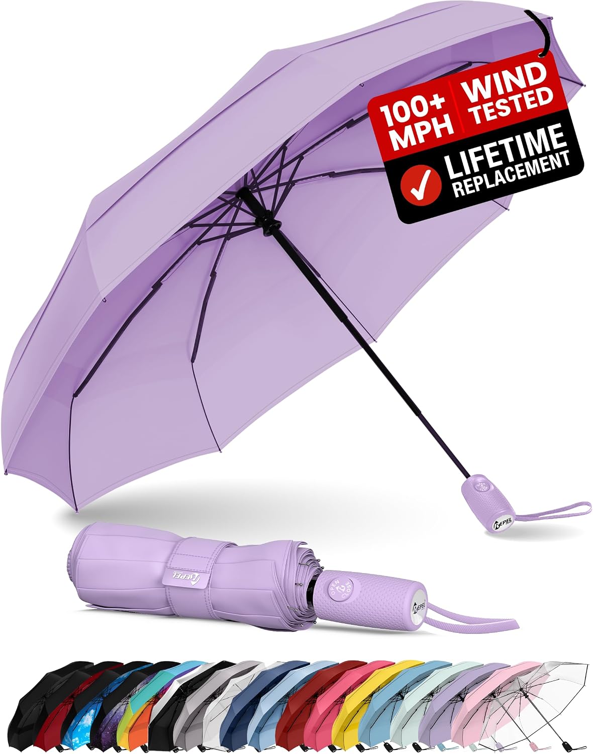 Windproof Travel Umbrella - Compact Auto Folding Design | Withstands 100MPH Winds, Durable & Lightweight for Men & Women