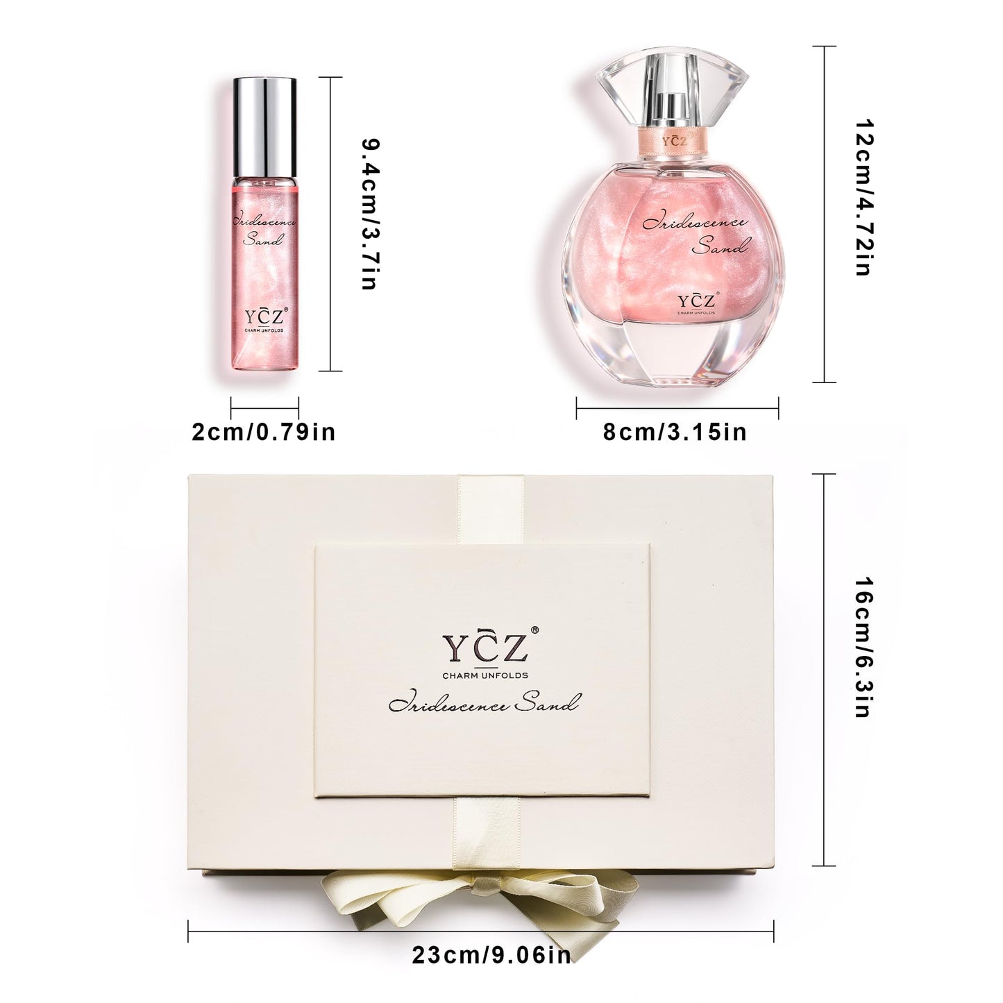 Ycz Golden Sands Women's Perfume Gift Set - 3-Piece Floral Oriental Fragrance with Grapefruit Rose Notes,50ml & 15ml Perfumes,Camellia Diffuser Stone,Elegant Gift Box,Long-Lasting Sillage Unique Gift