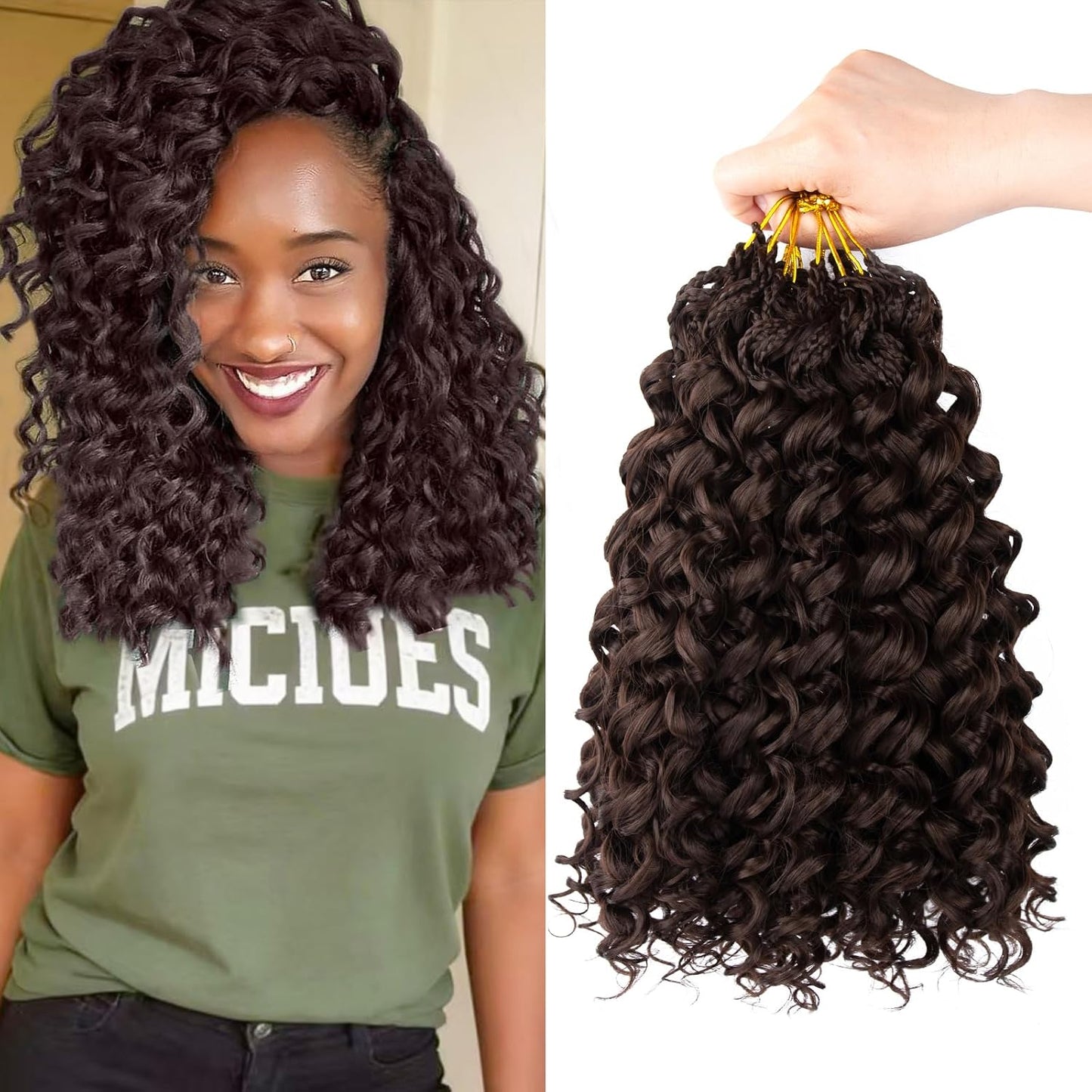 GoGo Curl Crochet Hair - 14 Inch Pre Looped Braids for Black Women | Soft Synthetic Deep Water Wave Extensions