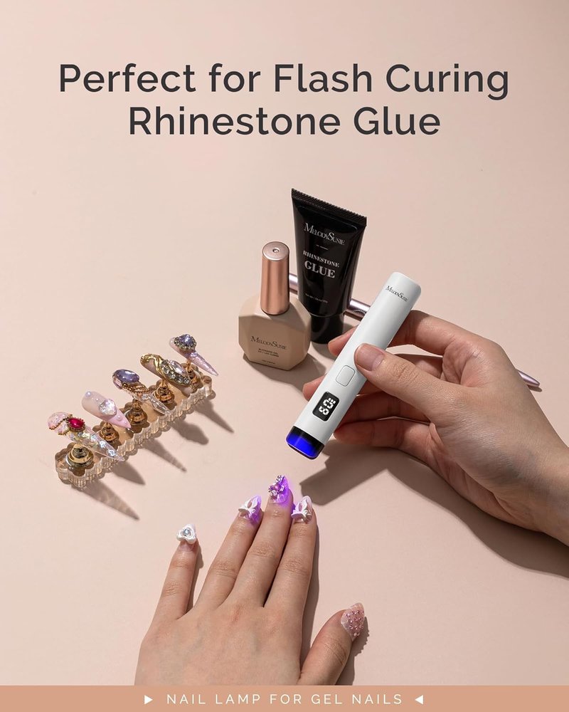Handheld Cordless UV Nail Lamp - Rechargeable Mini LED Light with LCD Display & Eye-Protection Cover | Cures Soft Gels & Rhinestone Glue