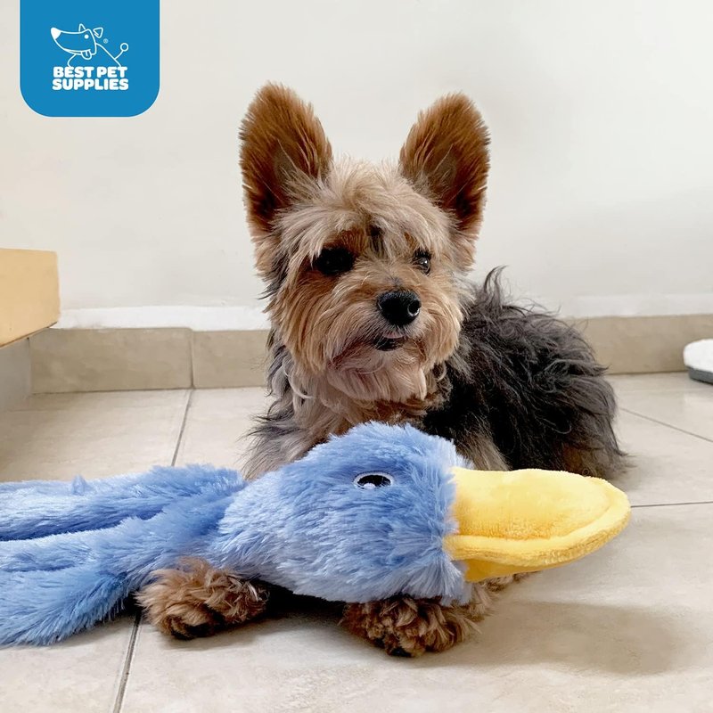 Interactive Squeaky Dog Chew Toy - Crinkle Duck for Small, Medium & Large Dogs | Durable Fetch Toy (Yellow)