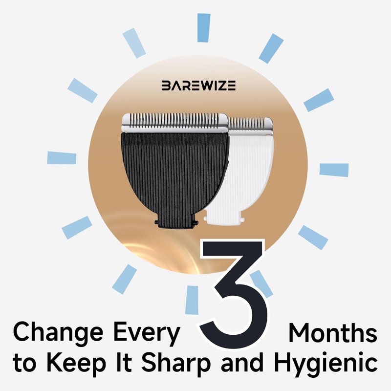 BAREWIZE Body Hair/Pubic Hair Trimmer Replacement Blade | Safety Ceramic Blades, Rust Resistant, Compatible with T050 (1-pack, Raven)