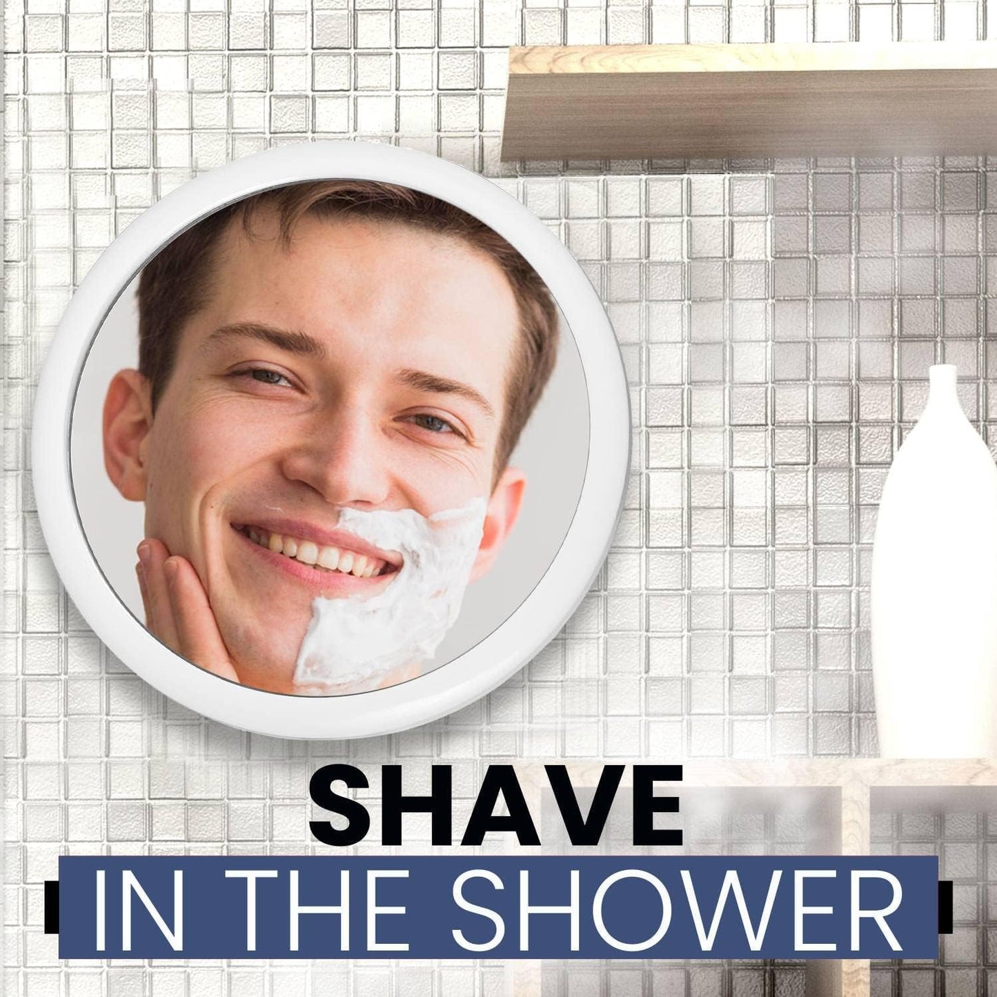MIRRORVANA 3X Magnifying Round Shower Mirror for Fogless Shaving with Strong and Sticky Suction Cup, Shatterproof Surface and 360° Swivel - 6.7" Diameter
