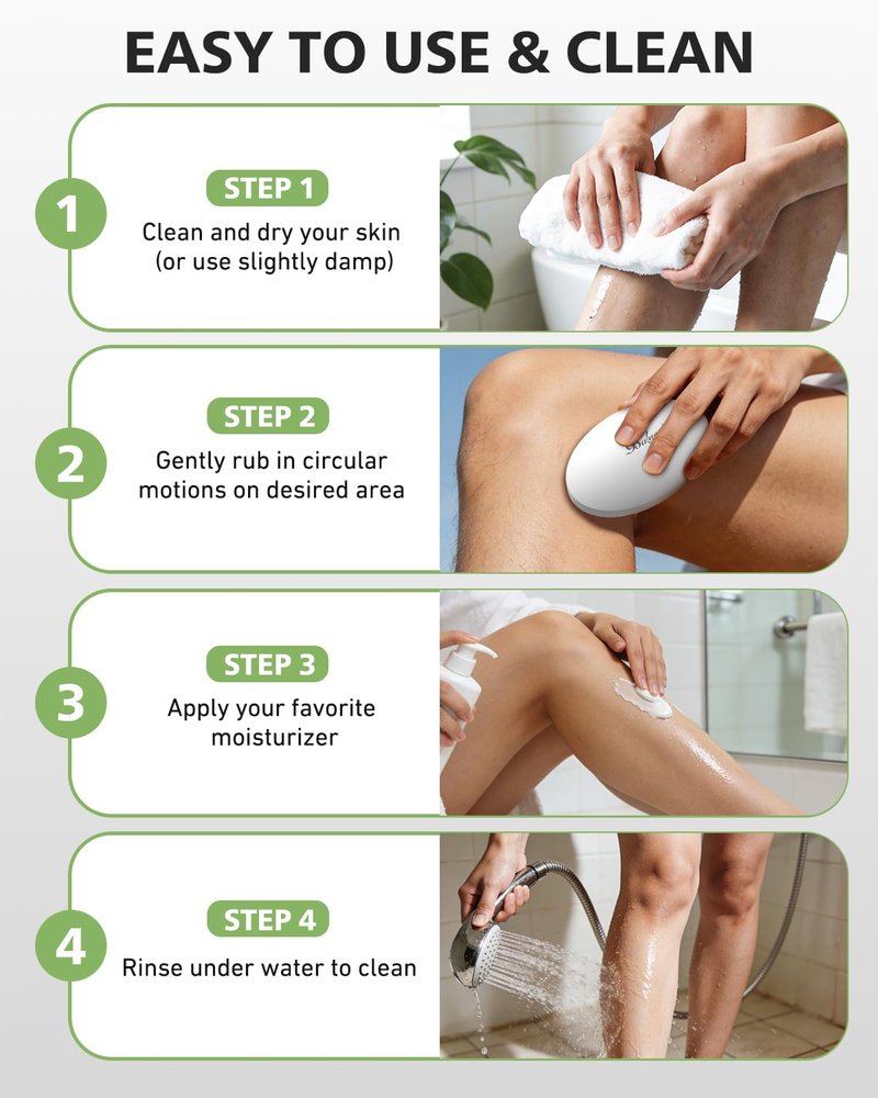 BALUCA Crystal Hair Eraser for Women and Men, Painless Glass Crystal Hair Removal Tool for Legs, Arms, Back, Reusable Exfoliating Hair Remover with Gentle Skin Smoothing, White