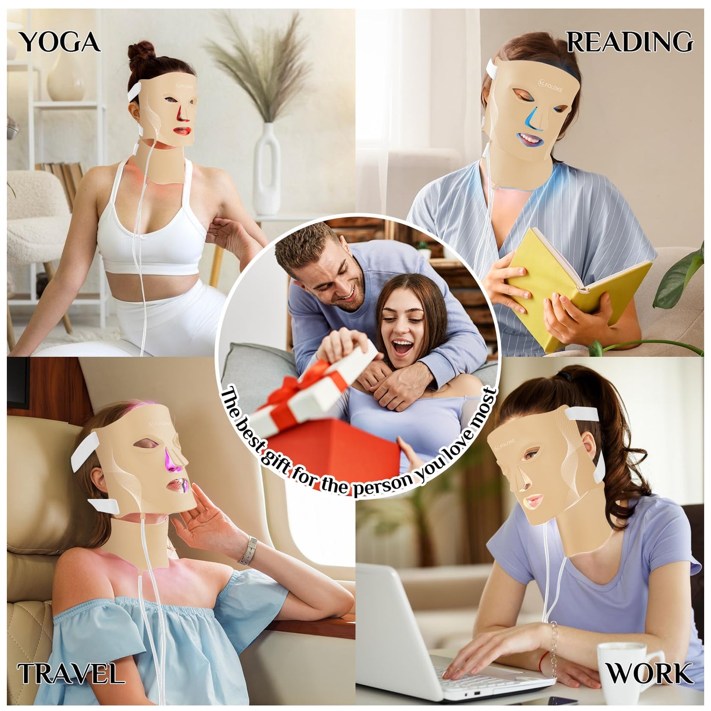 LED Light Therapy Mask Skin Care Mask, LED Red 630±5nm & NIR 830nm Wavelength for Home Use (OLIVE) (Cobalt Blue)
