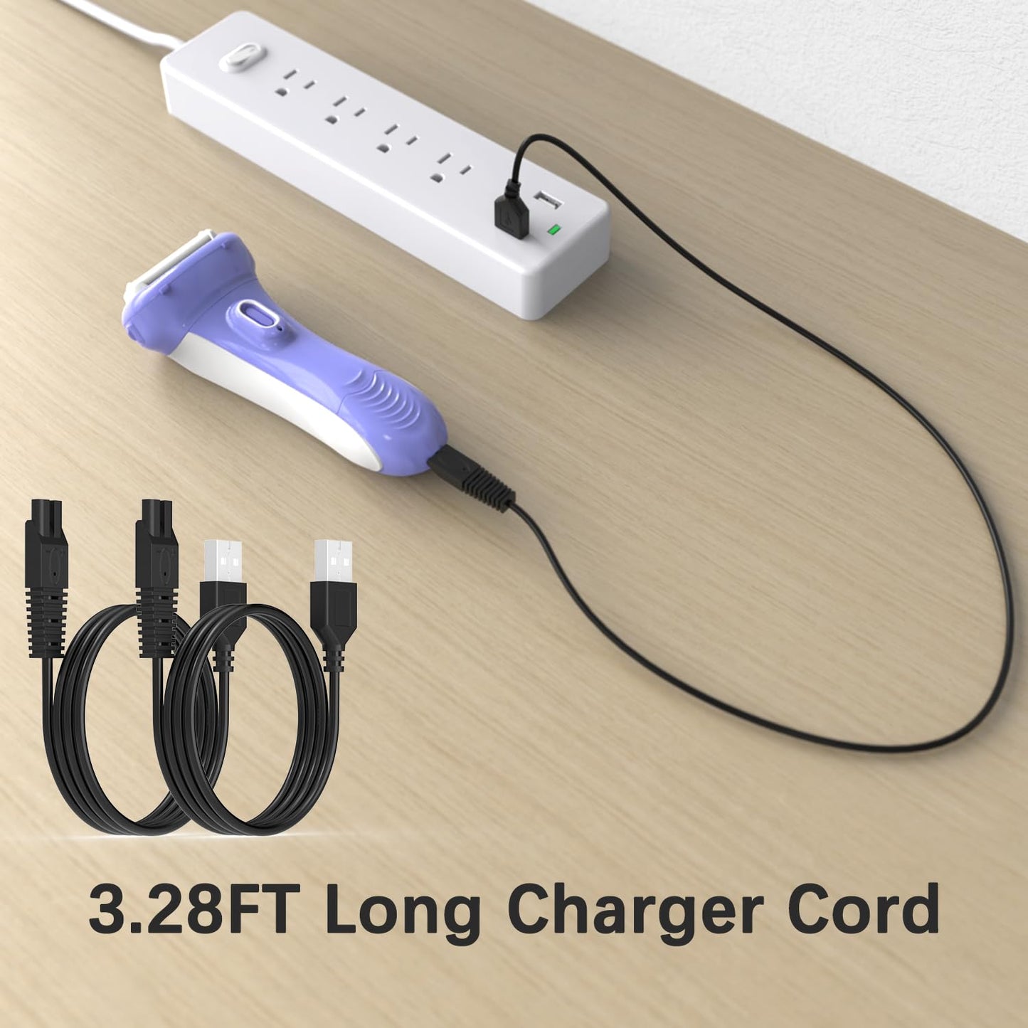 2 Pack USB Charger Cord for Remington Electric Shaver for Women, for Remington WDF5030A, WDF4816NA, WDF4821US, WDF4825 Trimmer Replacement Charging Cable, Power Cord Black