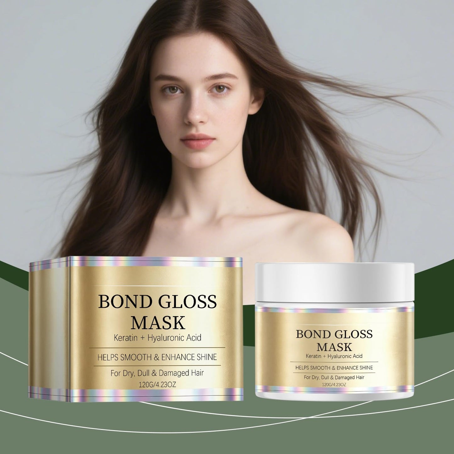 Bond Gloss Mask, Deep Repair Hair Mask, Hydrating & Gloss Deep Hydration for Dry, Dull, Damaged, Brittle Hair