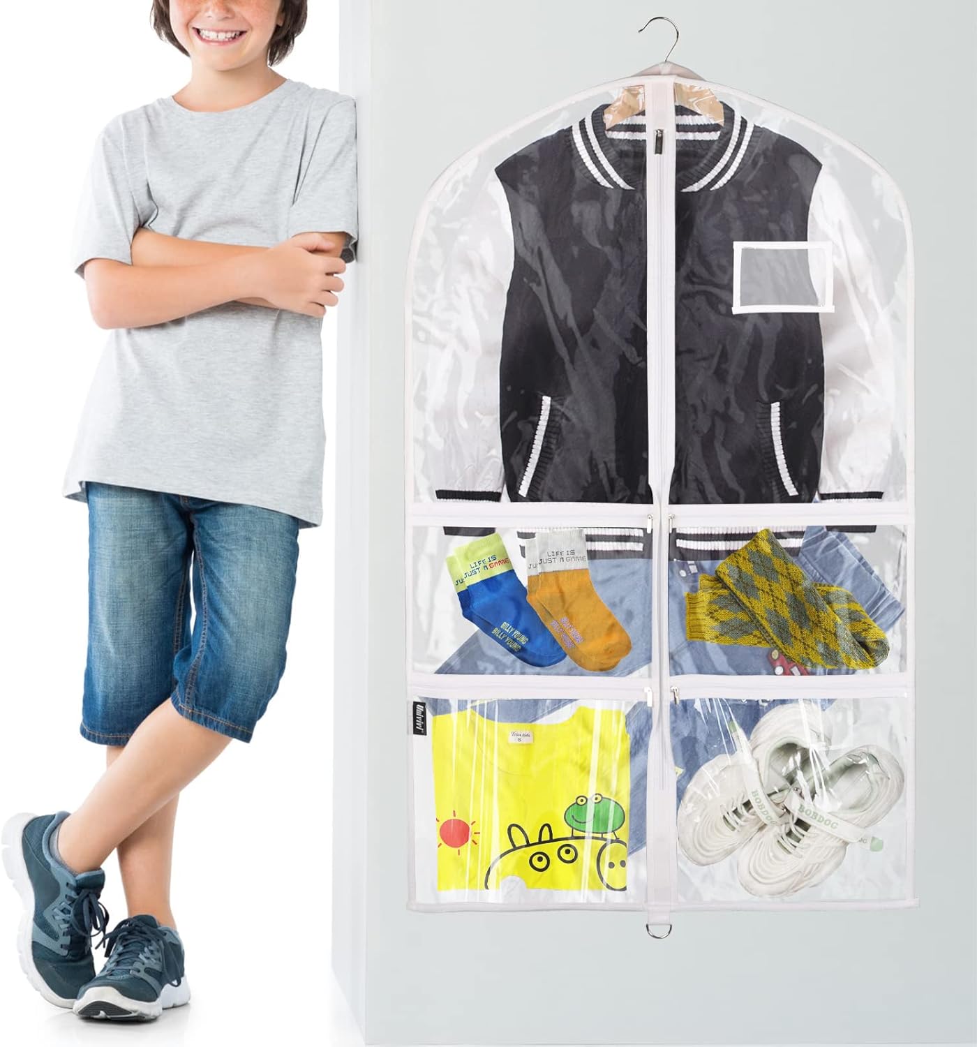 Clear PVC Dance Costume Bags - 40 Inch Garment Bag with 4 Zipper Pockets | 3 Pack for Competitions
