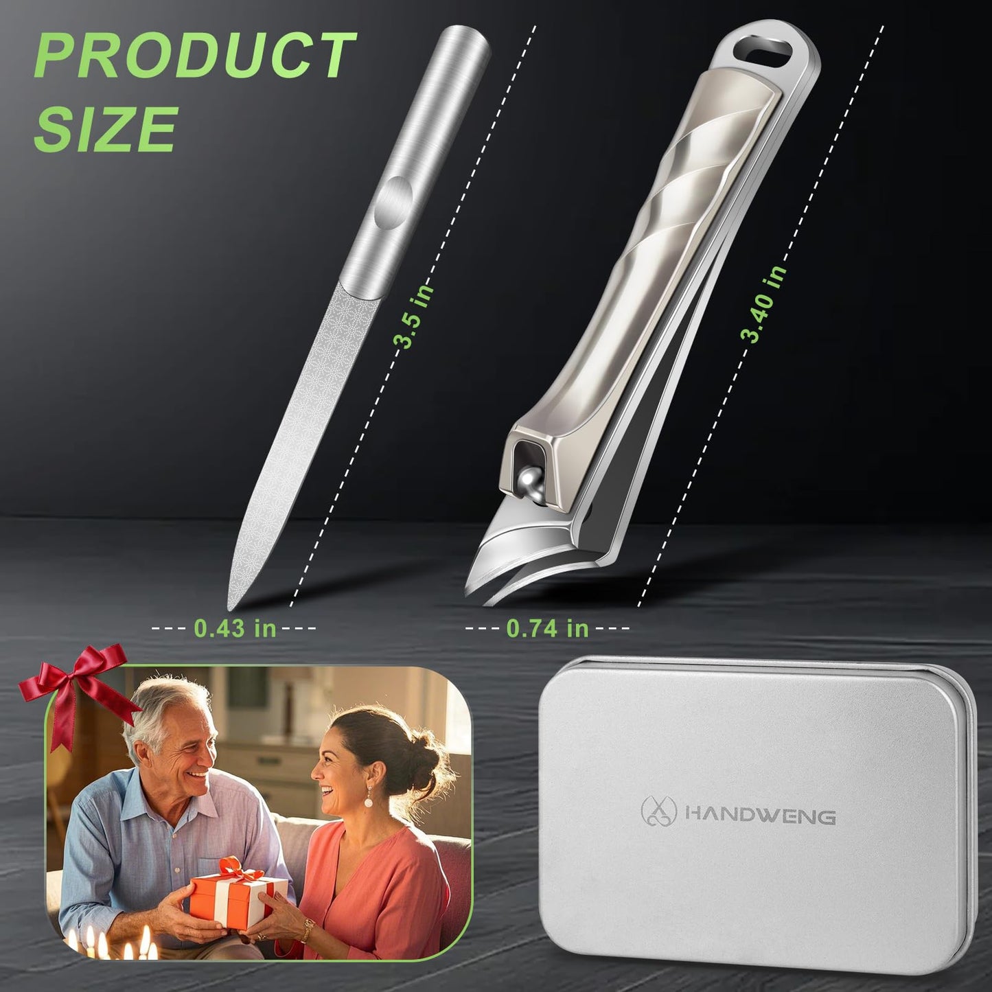 Ingrown Toenail Clippers, Slanted Nail Clippers for Thick Nails for Seniors, Edgy Angled Finger Nail Cutters for Adult, Men, Women with Curved Blade, Nail File