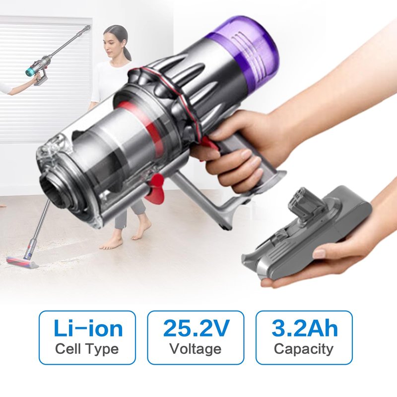 UU-Beniminia V12 Replacement Battery, Compatible with Dyson V1215 Detect Series. 3200mAh V12 Battery fits V12 SV20/SV26/SV30/SV34/SV35/SV46 vacuums (not Compatible with V11/SV12)