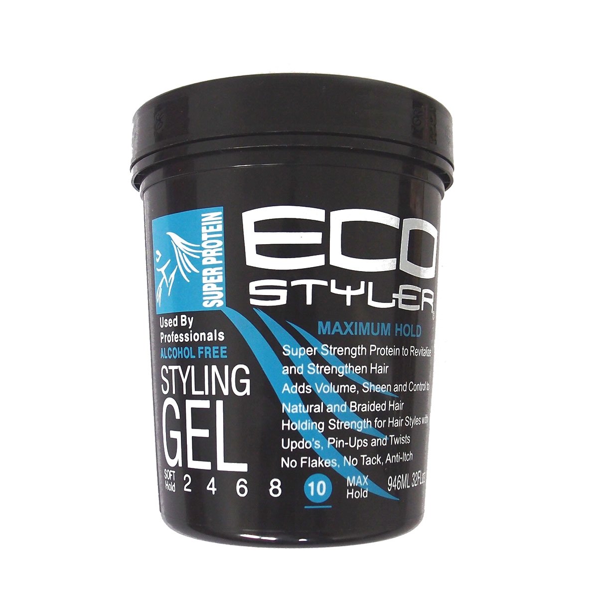 Eco Style Gel - Regular Super Protein Hair Gel for Gravity-Defying Hold & Shine | 32 Oz