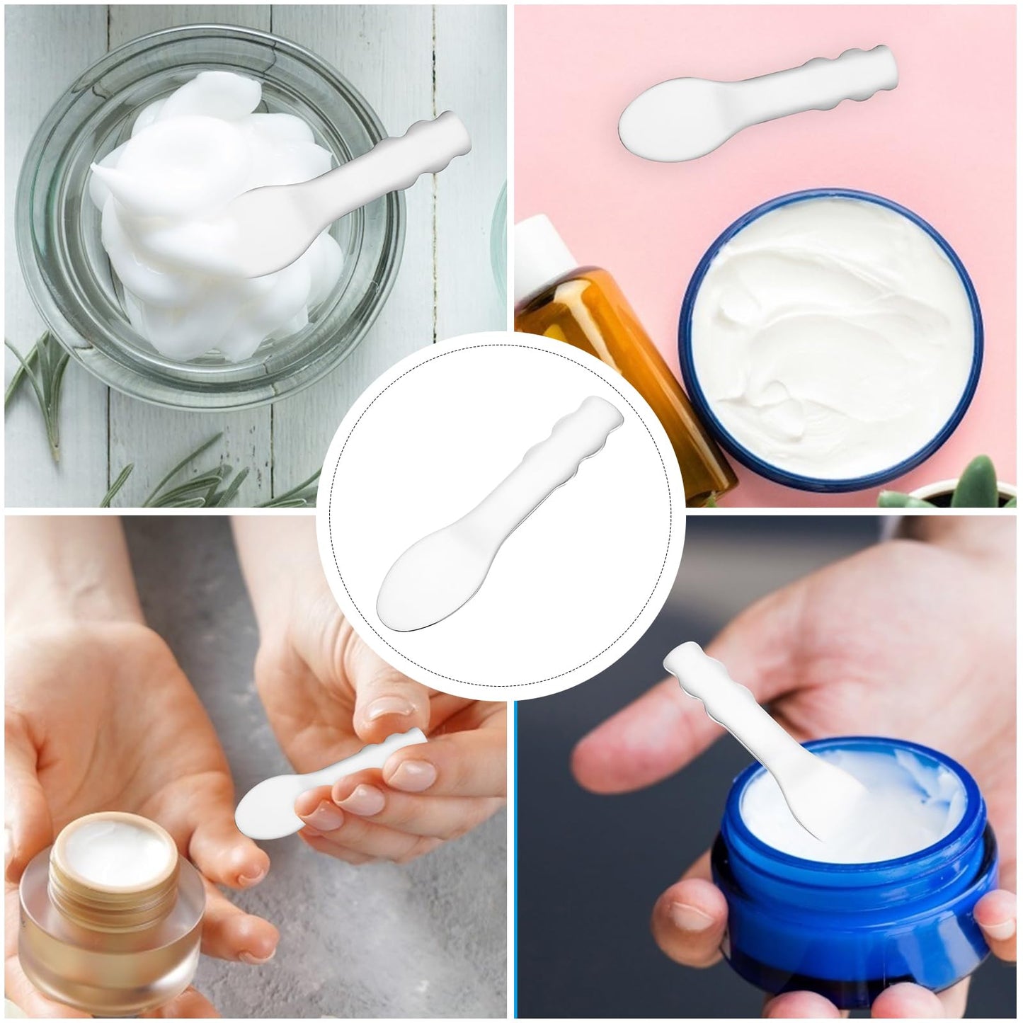 Ciieeo Stainless Steel Eye Cream Spoon Mini Cosmetic Spatula Facial Tool Portable Skincare Metal Spatula for Makeup and Cream Mixing
