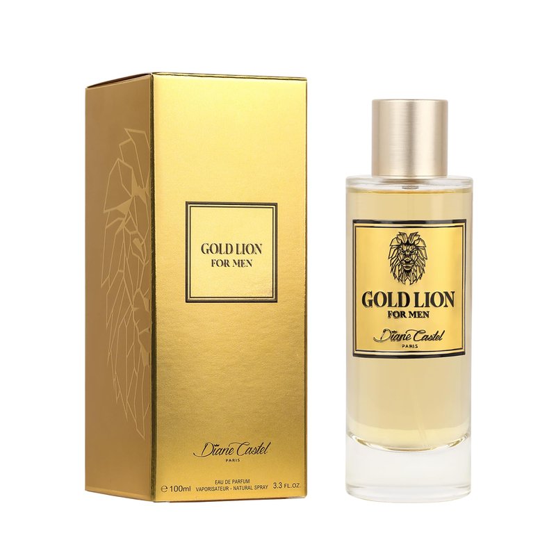 Diane Castel Gold Lion - Cologne for Men - Elegant Mens Cologne - Flamboyant Allure of Mandarin, Cardamom, Cedarwood, and Musk Notes - 3.3 oz