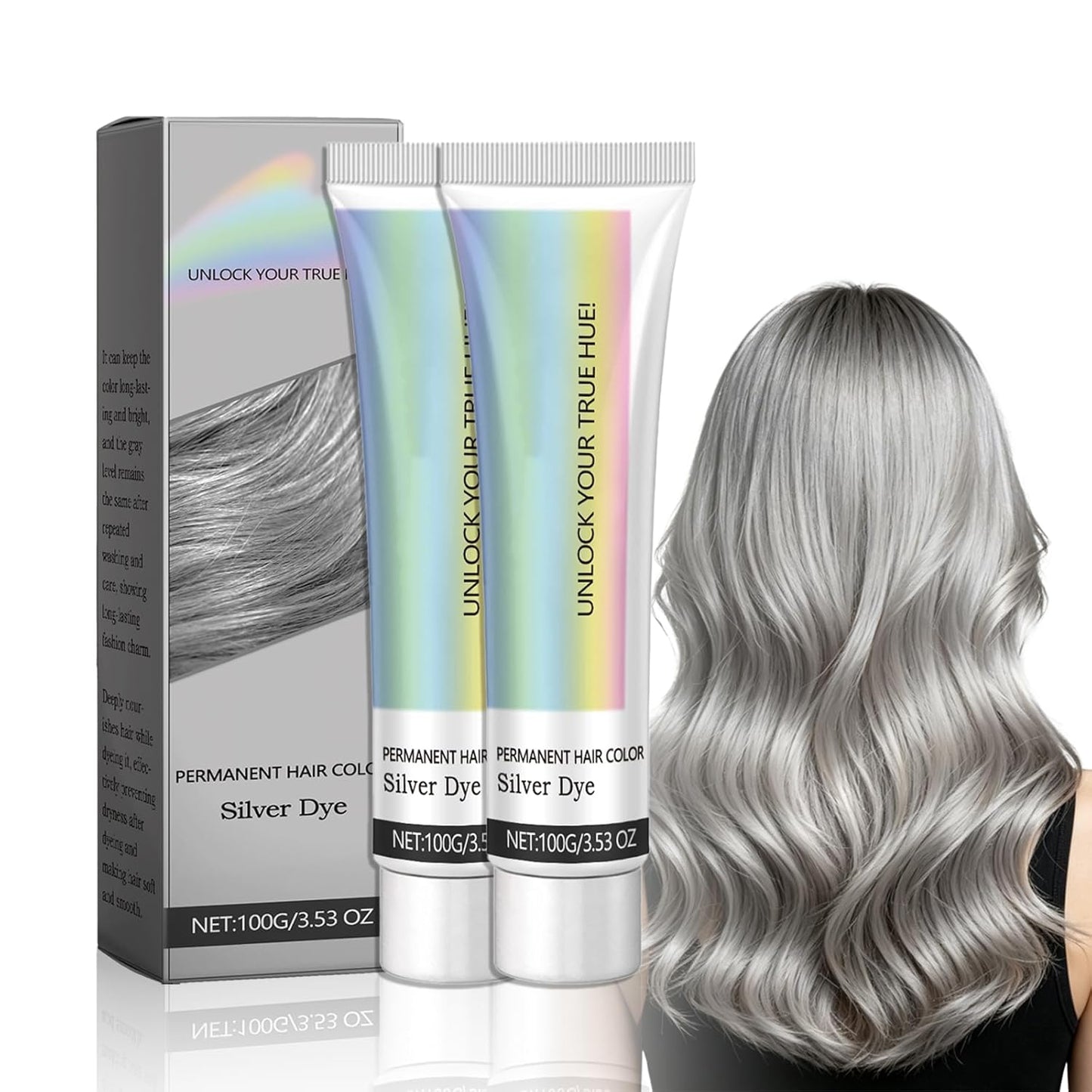 Silver Hair Dye - Nourishing Silver Gray Color for Lightened Hair | 3.53 Fl Oz (3pcs)
