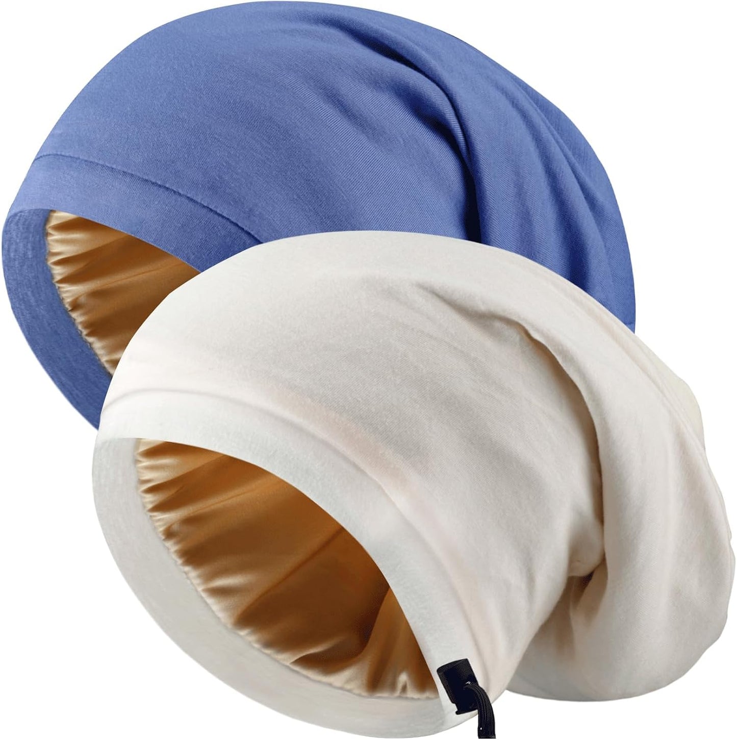 Adjustable Silk Hair Bonnet - Satin Lined Sleep Cap for Women & Men | 2 Pcs Set