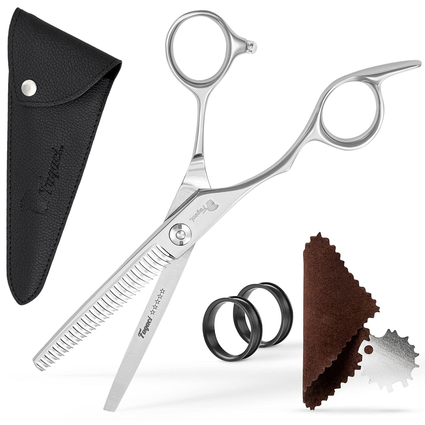 Professional Hair Cutting Scissors - 5 Inch 440C Steel Blades for Smooth, Precise Cuts | Durable Barber Shears with Elegant Sheath