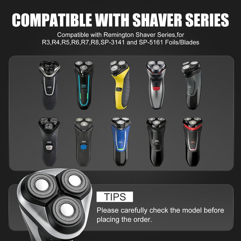 2PACK(Black) Universal Rotary Replacement Shaver Head,Compatible with Remington Shaver Series,for R3,R4,R5,R6,R7,R8,SP-3141 and SP-5161 Foils/Blades