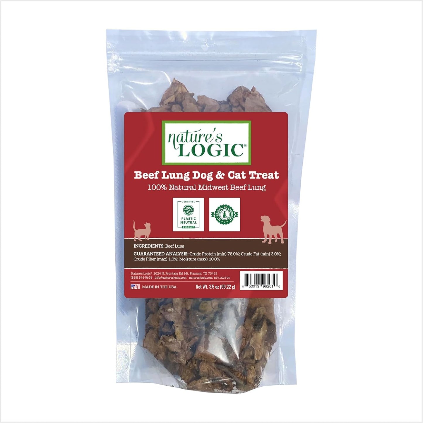 Beef Lung Dog & Cat Treats - 100% Natural USDA Beef - High Protein Roasted Snacks | 1lb