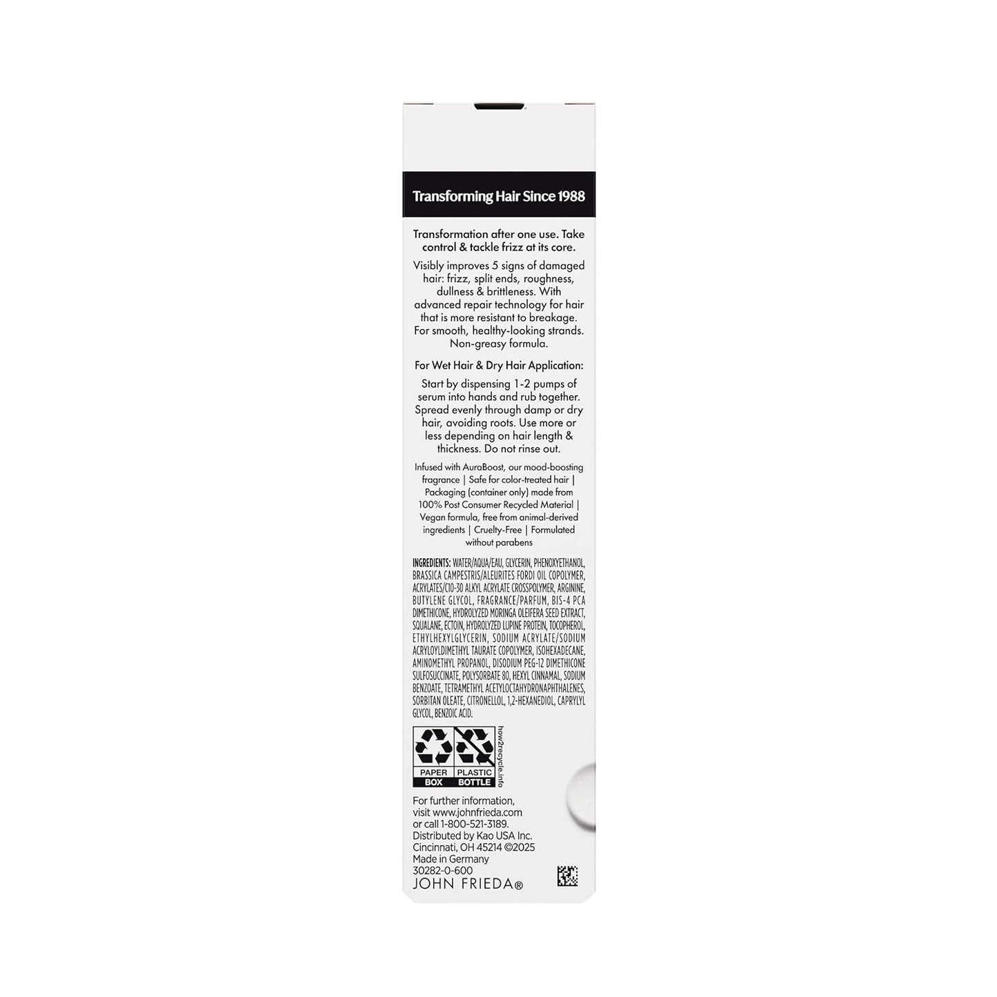 Frizz Ease Weightless Repair Serum - John Frieda Frizz Control Hair Serum, 1.69 Fl Oz