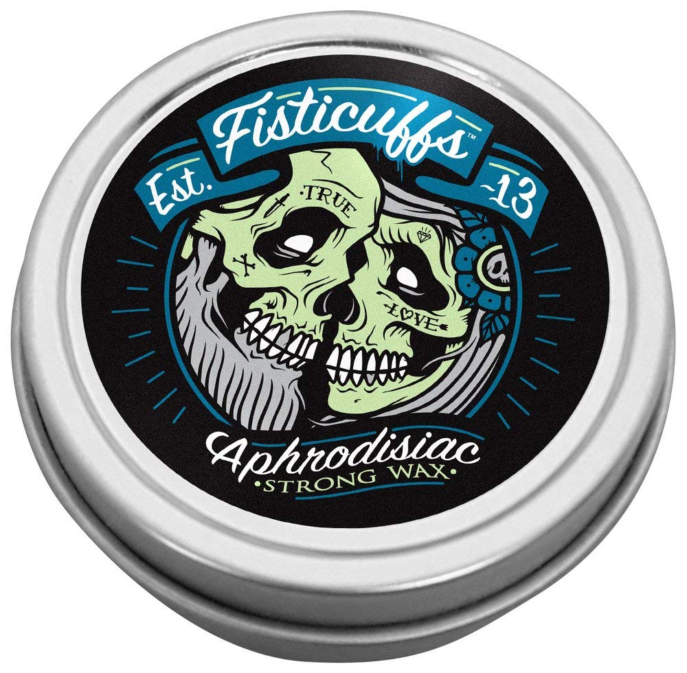 Fisticuffs Grave Before Shave Strong Hold Mustache Wax Leather/Cedarwood Scent 1 Oz. Tin