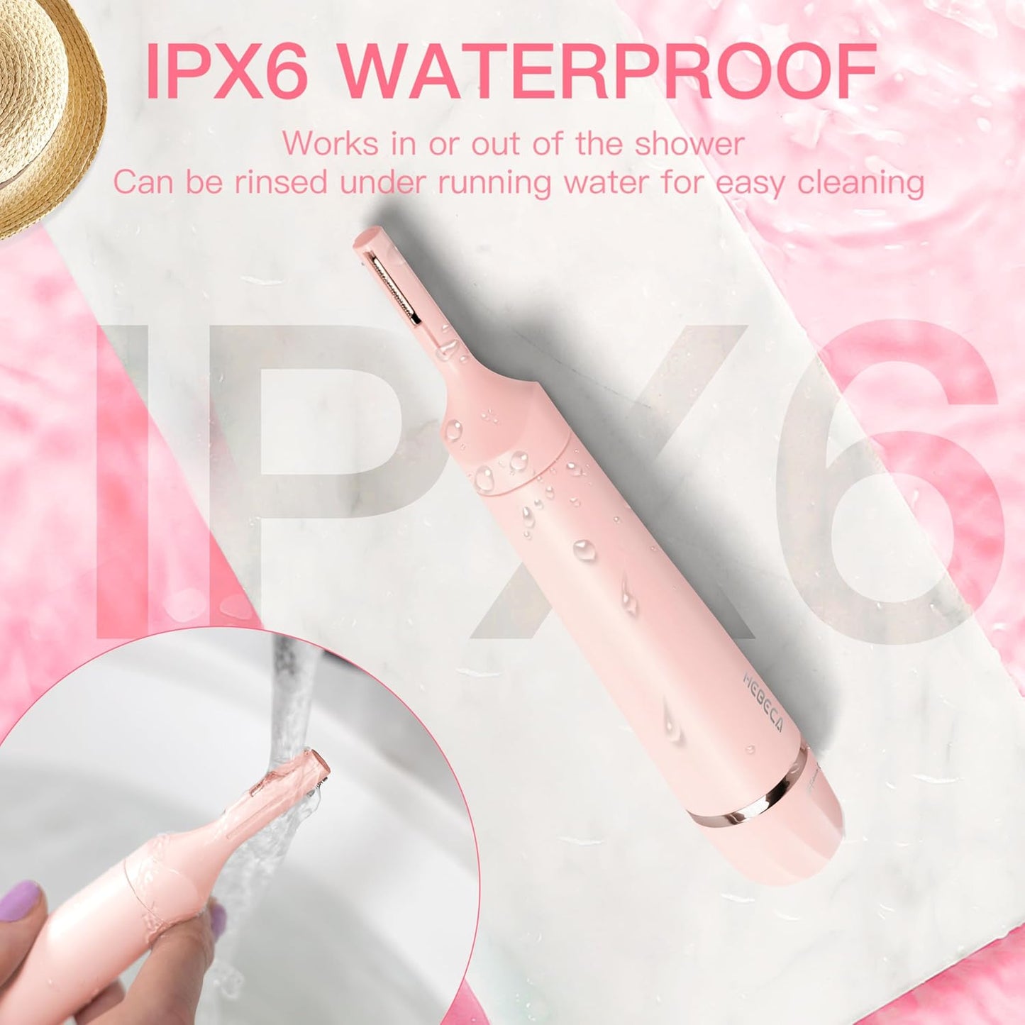 Nose Hair Trimmer for Women - 3-in-1 Electric Facial Hair Removal | Waterproof Rechargeable Eyebrow & Nose Shaver - Pink FT3001