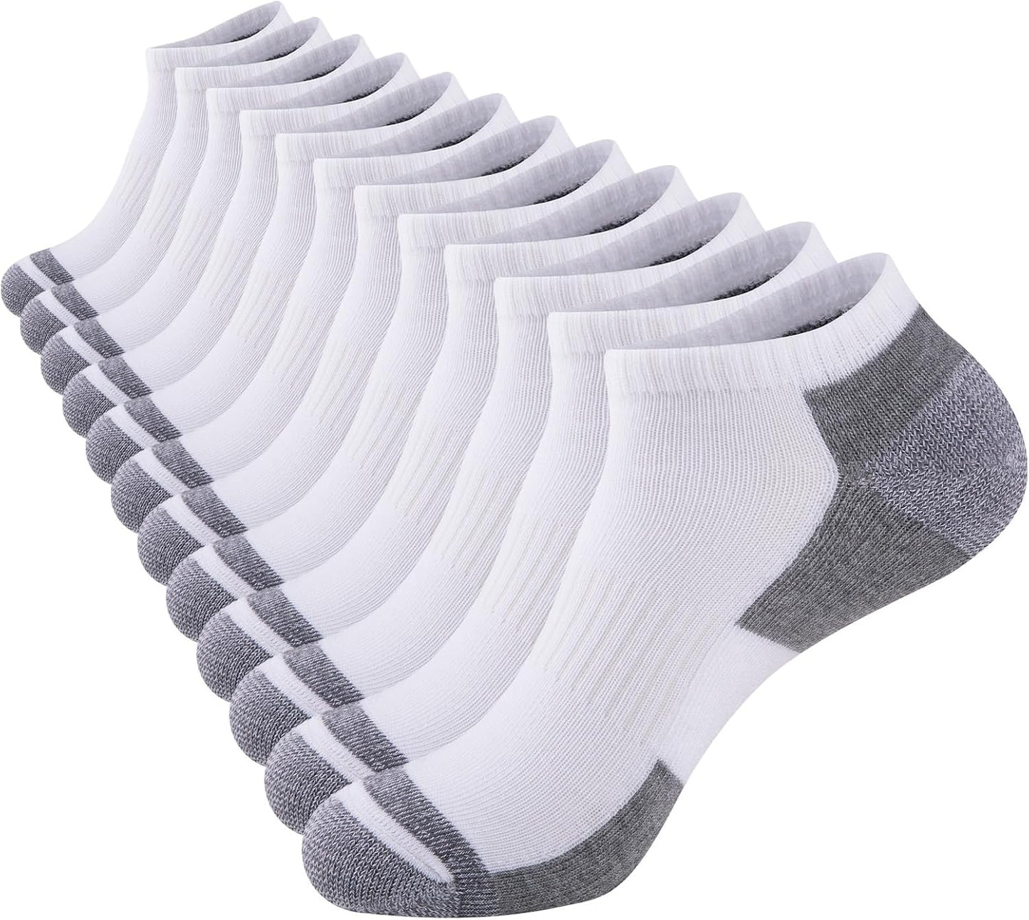 Men's Cushioned Ankle Socks - 12 Pack Low Cut Breathable Casual Socks | Fits Shoe Size 6-11