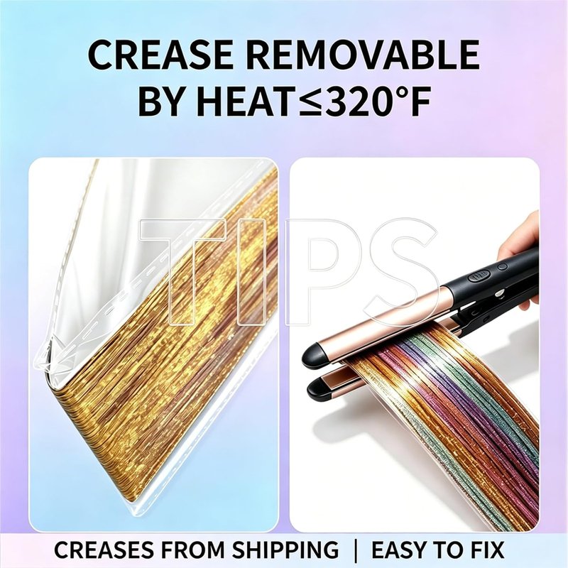 Solid Gold Hair Tinsel Clip-In Extensions - 23 Inch, 70 Strands | Heat Resistant Luxury Sparkle for Women & Teens