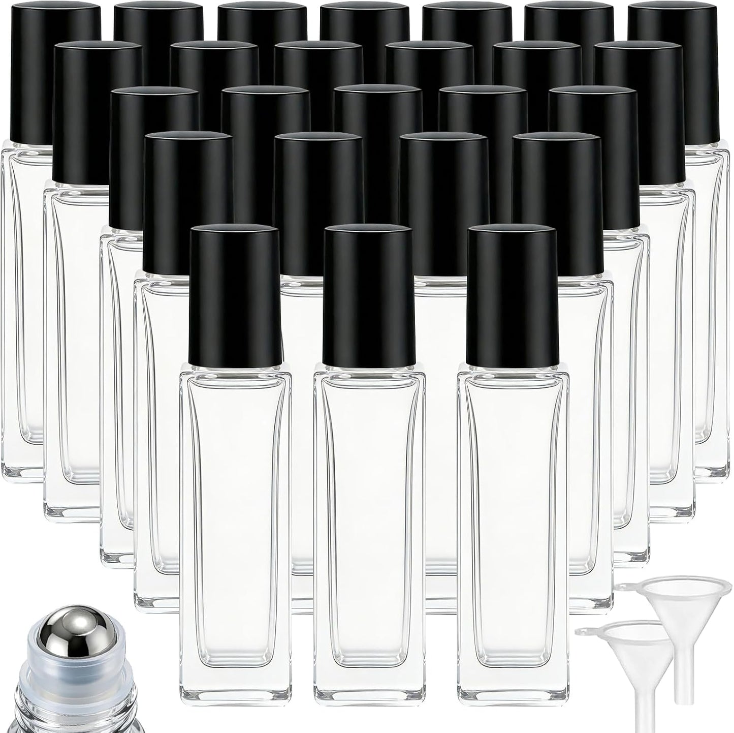 Essential Oil Roller Bottles - 100 Pcs 10 ml Thick Glass with Stainless Steel Balls | Leakproof & Travel-Friendly