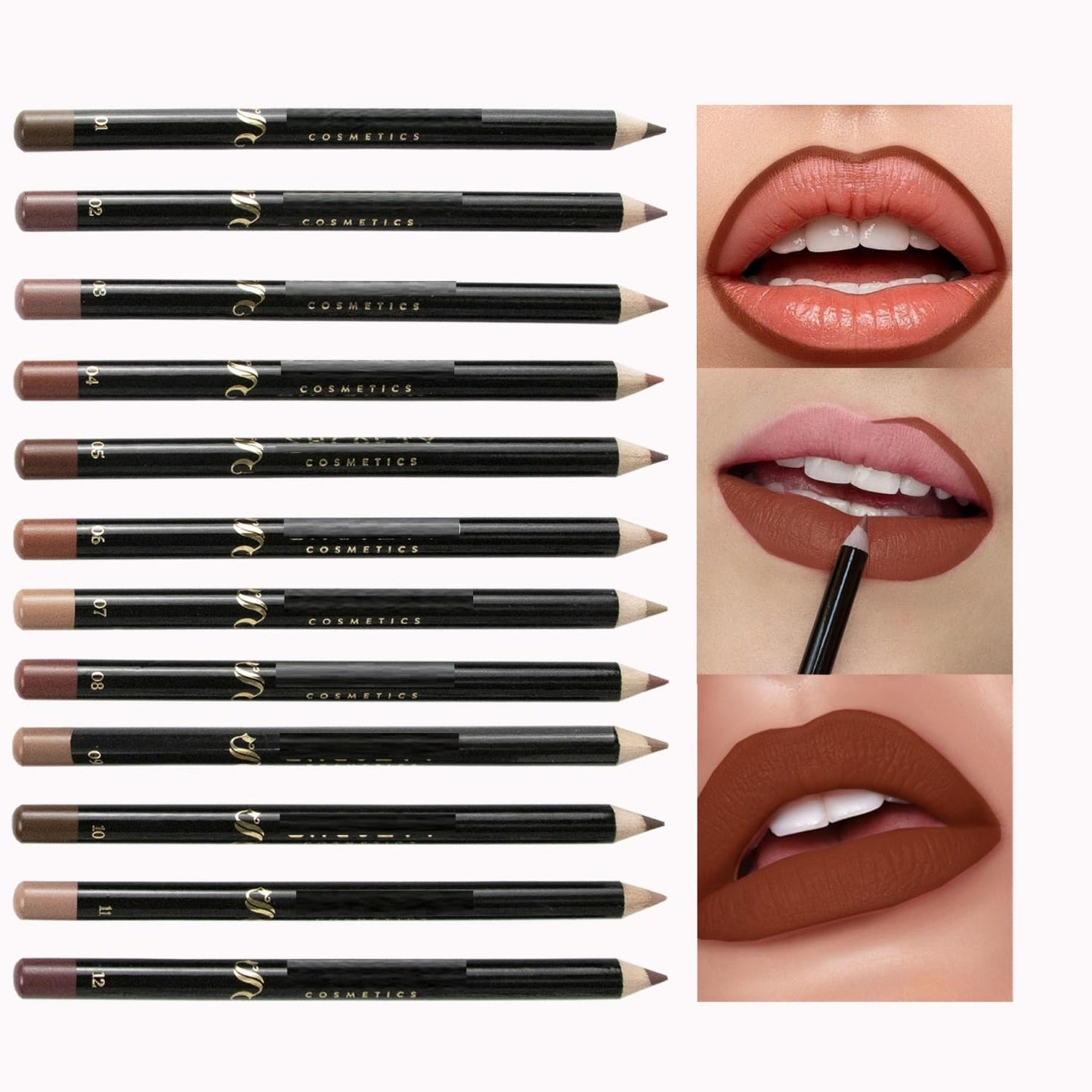 MAEPEOR Nude Lip Liner Set 12 Colors Highly Pigmented Smoothly Matte Lipliner Pencil Long Lasting and Waterproof Durable Lip Liners Kits (Color 01)