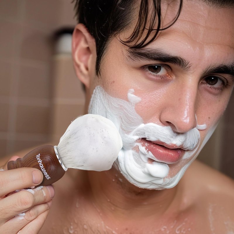 Synthetic Nylon Shaving Brush Wood Crafted Handle Shaving Brushes for Men, Handmade Beard Shave Brush for Gift