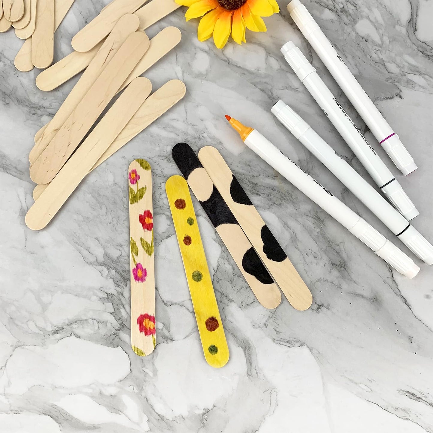 KTOJOY 500 Pcs Jumbo Wooden Craft Sticks Popsicle Stick 6” Long x 3/4”Wide Treat Ice Pop for DIY Crafts,Home Art Projects, Classroom Supplies