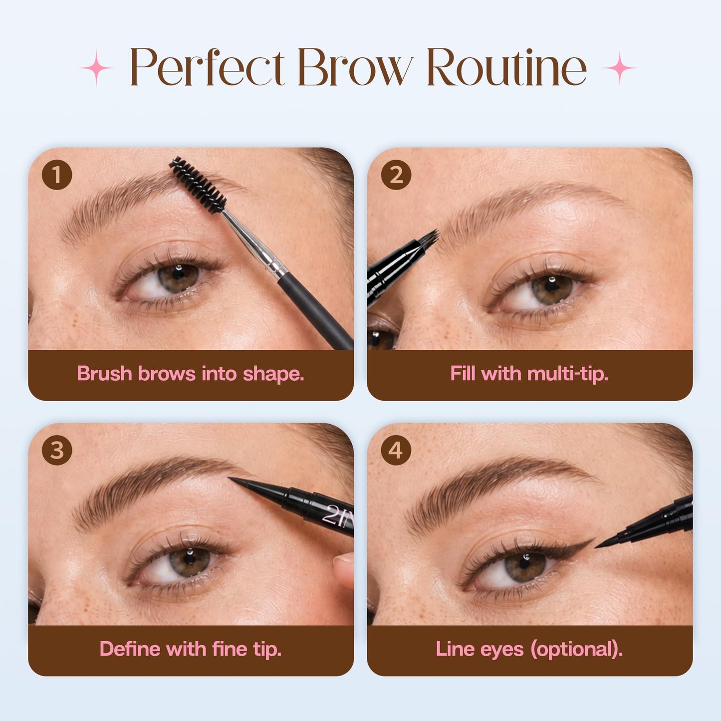 CALAILIS Eyebrow Pencils for Women, 2-in-1 Upgrade Microblading 4D and Precise Brush-Tip Dual-Ended Liquid Eyebrow Pencil, Waterproof Stay on All Day, Create Natural Hair-Like Brows (Light Brown)