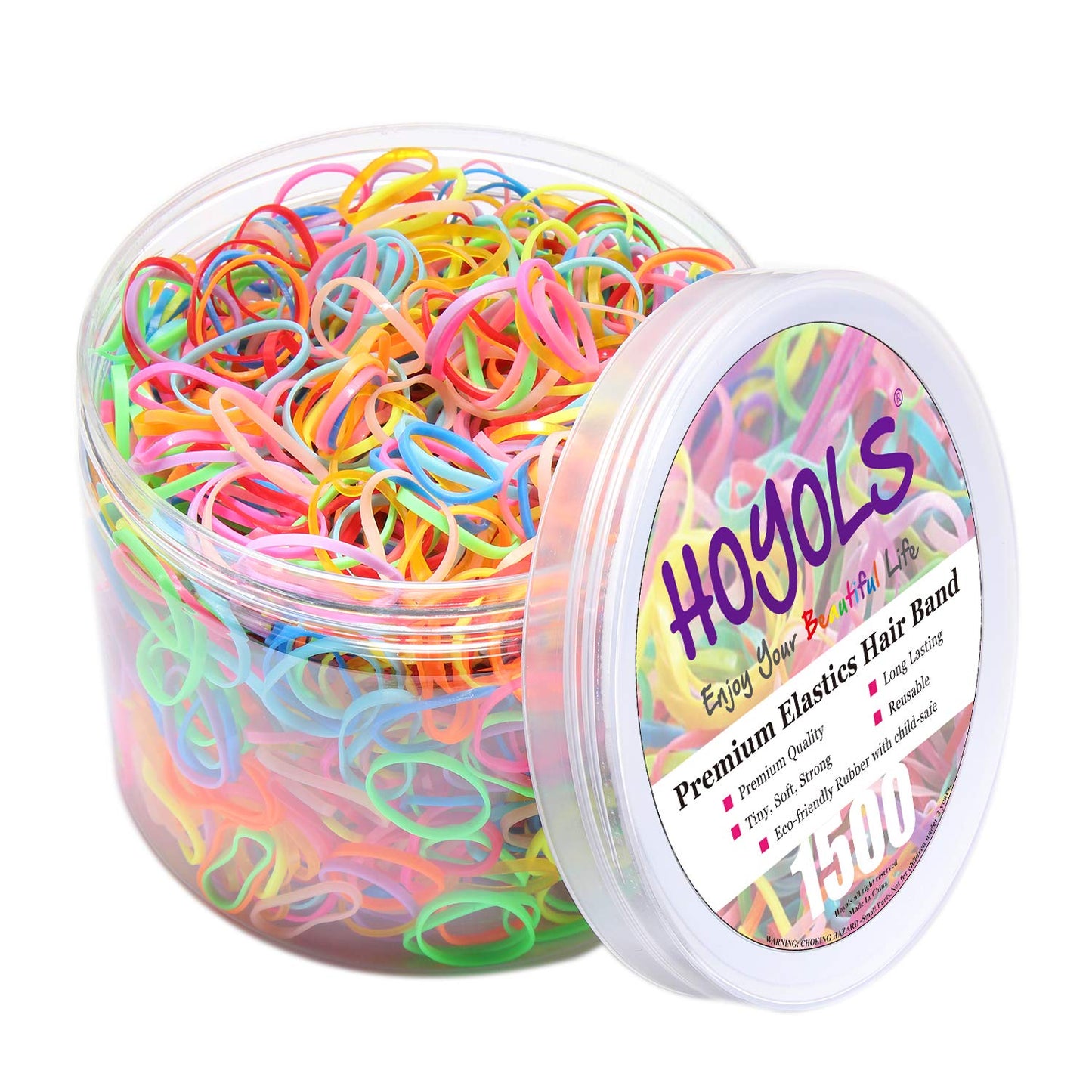 Clear Elastic Hair Rubber Bands - 1500 Mini Ponytail Holders for Kids | No Crease, 1 Inch TPU