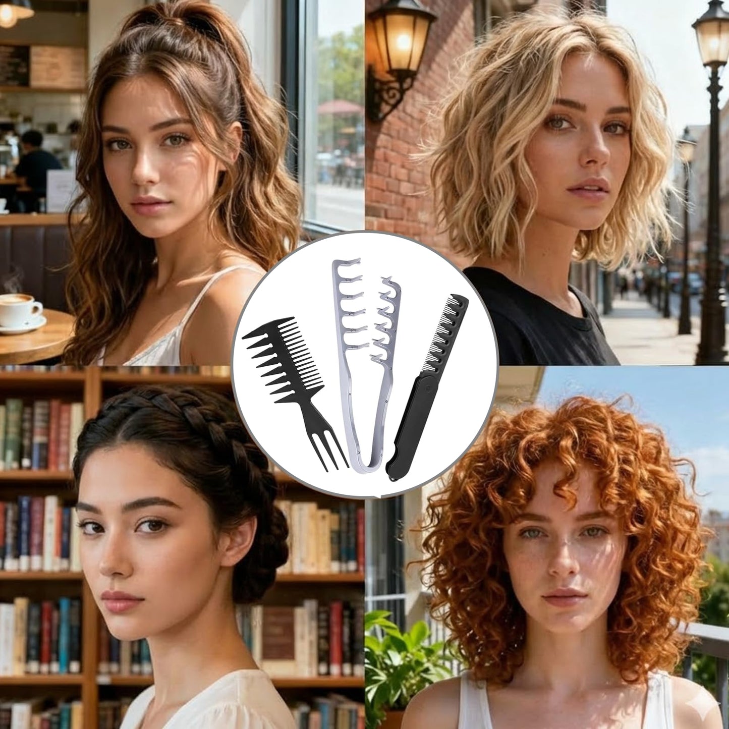 4PCS Texture Comb Set,Texturizing Comb Textured Styling Comb for Hair Styling, Salon Quality Hair Tools for Women and Men, Durable and Lightweight Design for Professional Use and Everyday Use