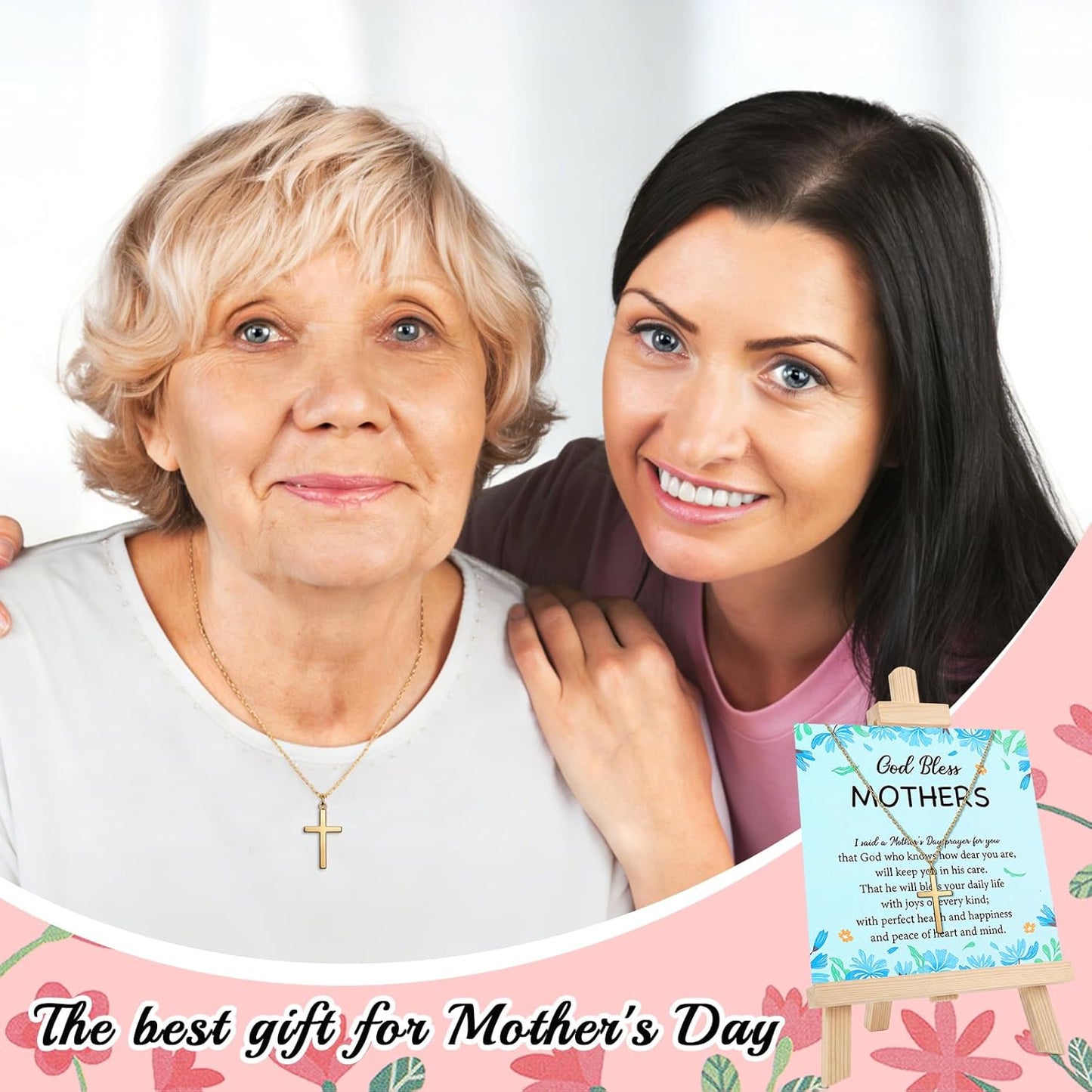 Tondiamo 20 Pcs Mother Cross Necklaces - Adjustable Christian Gifts with Flower Cards for Moms | Ideal Church Gifts
