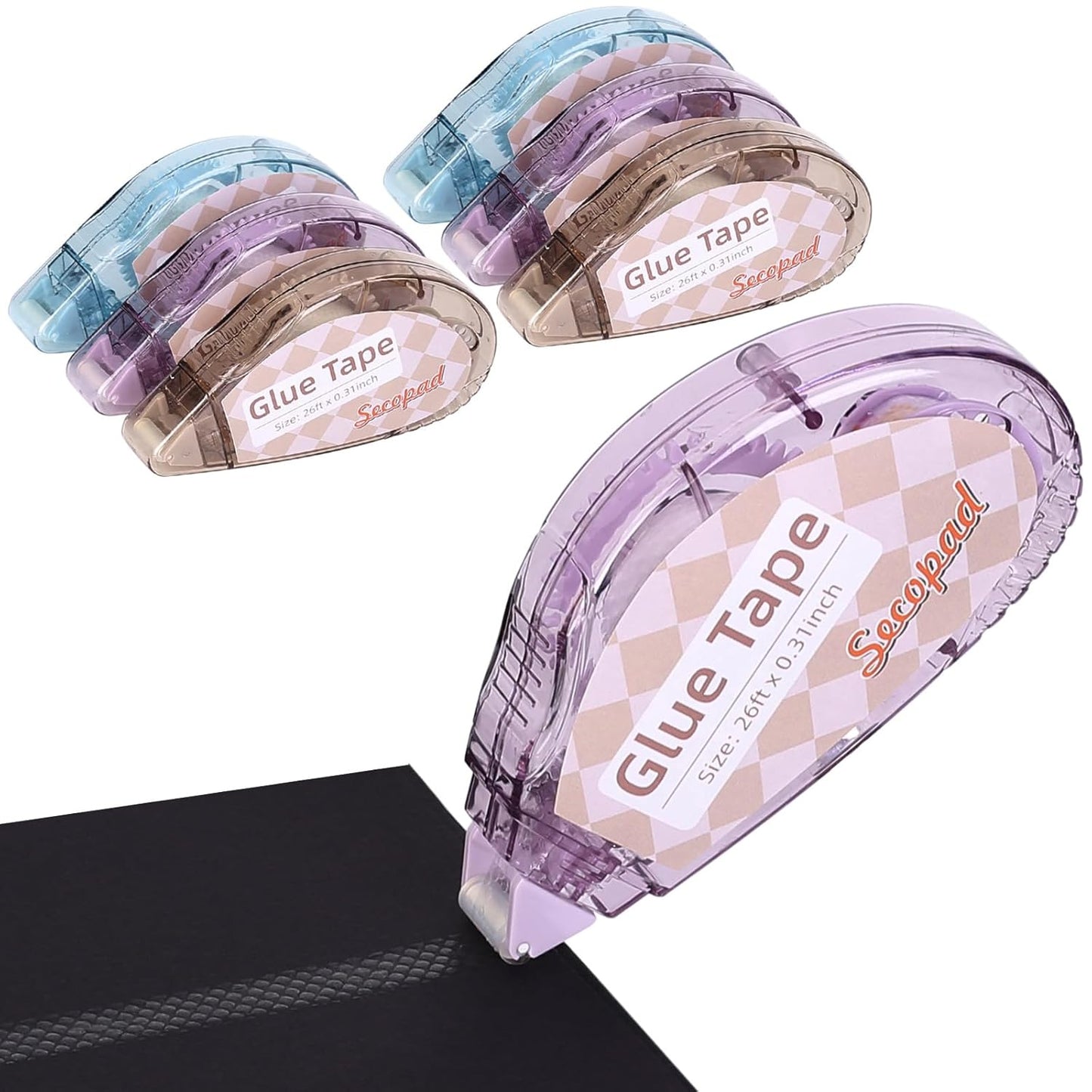 Double-Sided Scrapbook Tape Roller - 4 Pack Adhesive Glue Runner for Crafts | 0.3in x 26ft, Clear